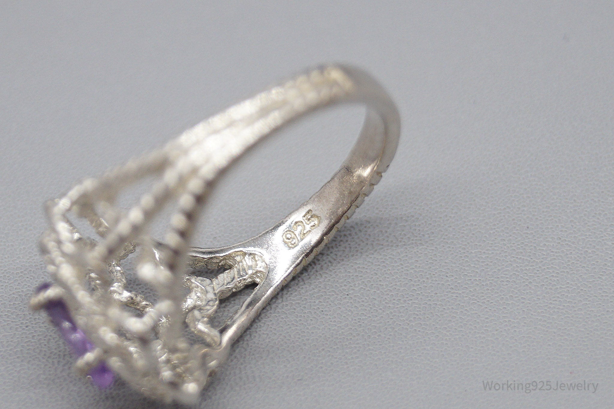 Vintage Amethyst Sterling Silver Ring - Size 7