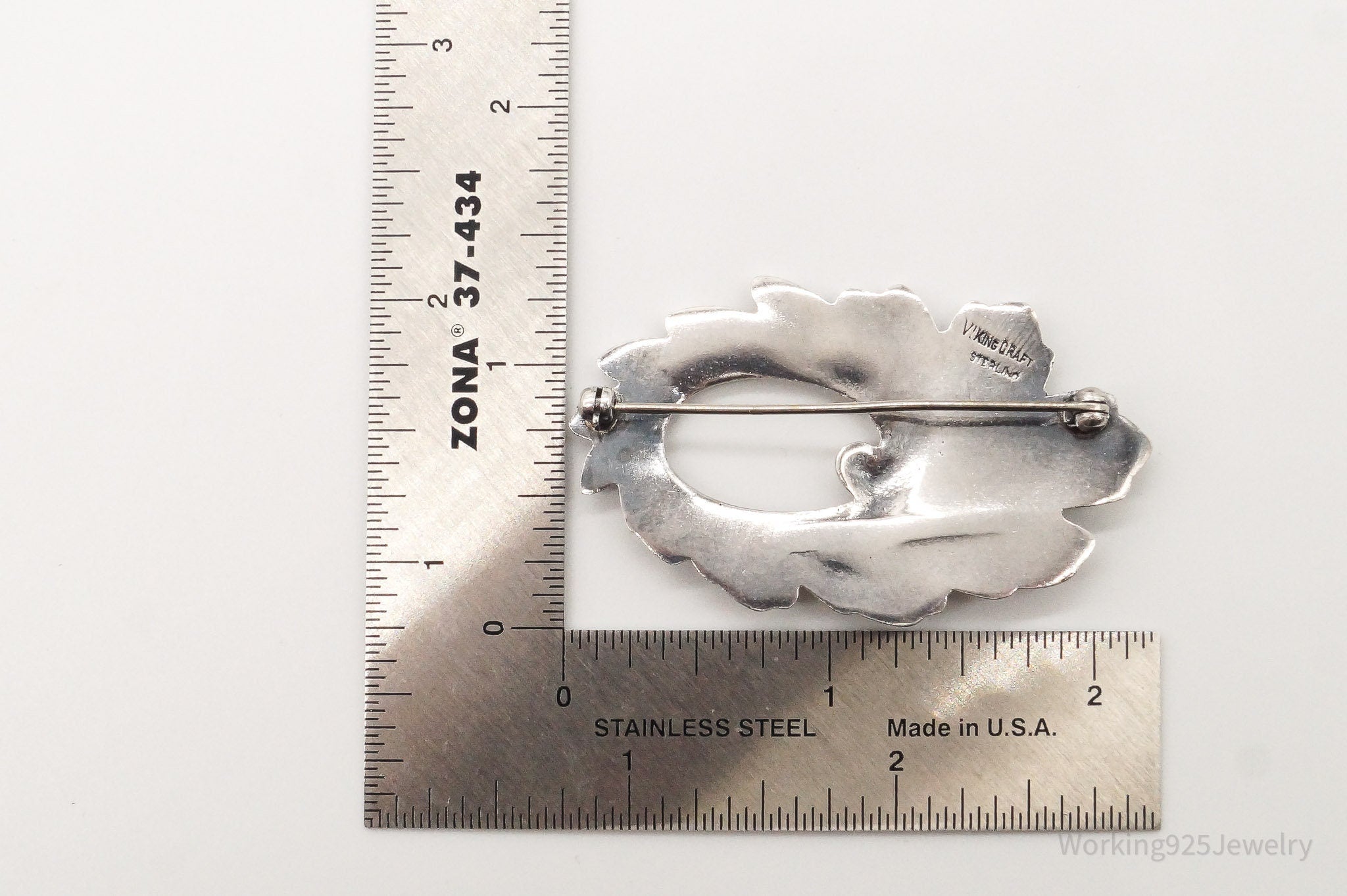 Large Vintage Modernist Viking Craft Sterling Silver Pin Brooch