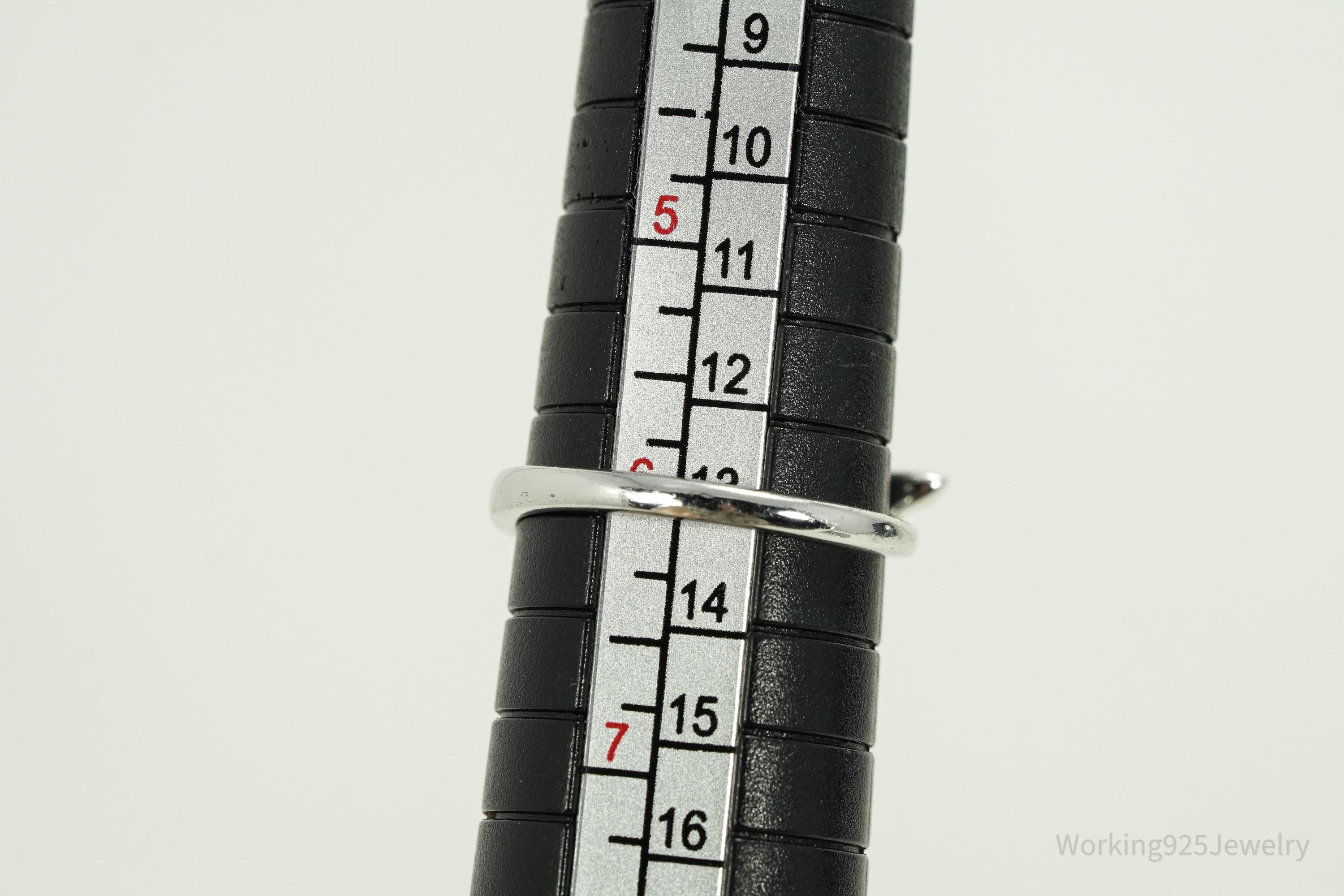 Vintage KH Opal & Diamond Sterling Silver Ring - Size 6