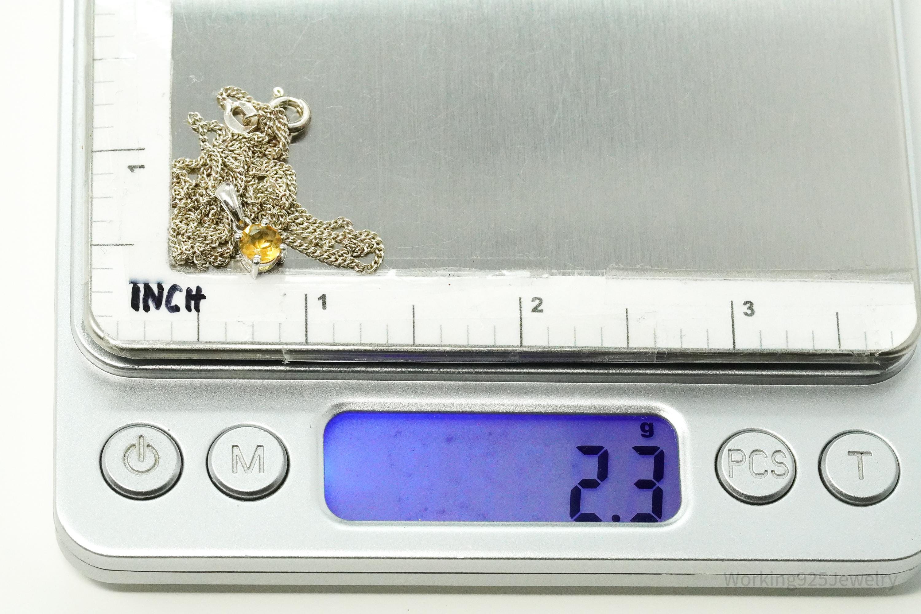 Vintage Citrine Sterling Silver Necklace 19"