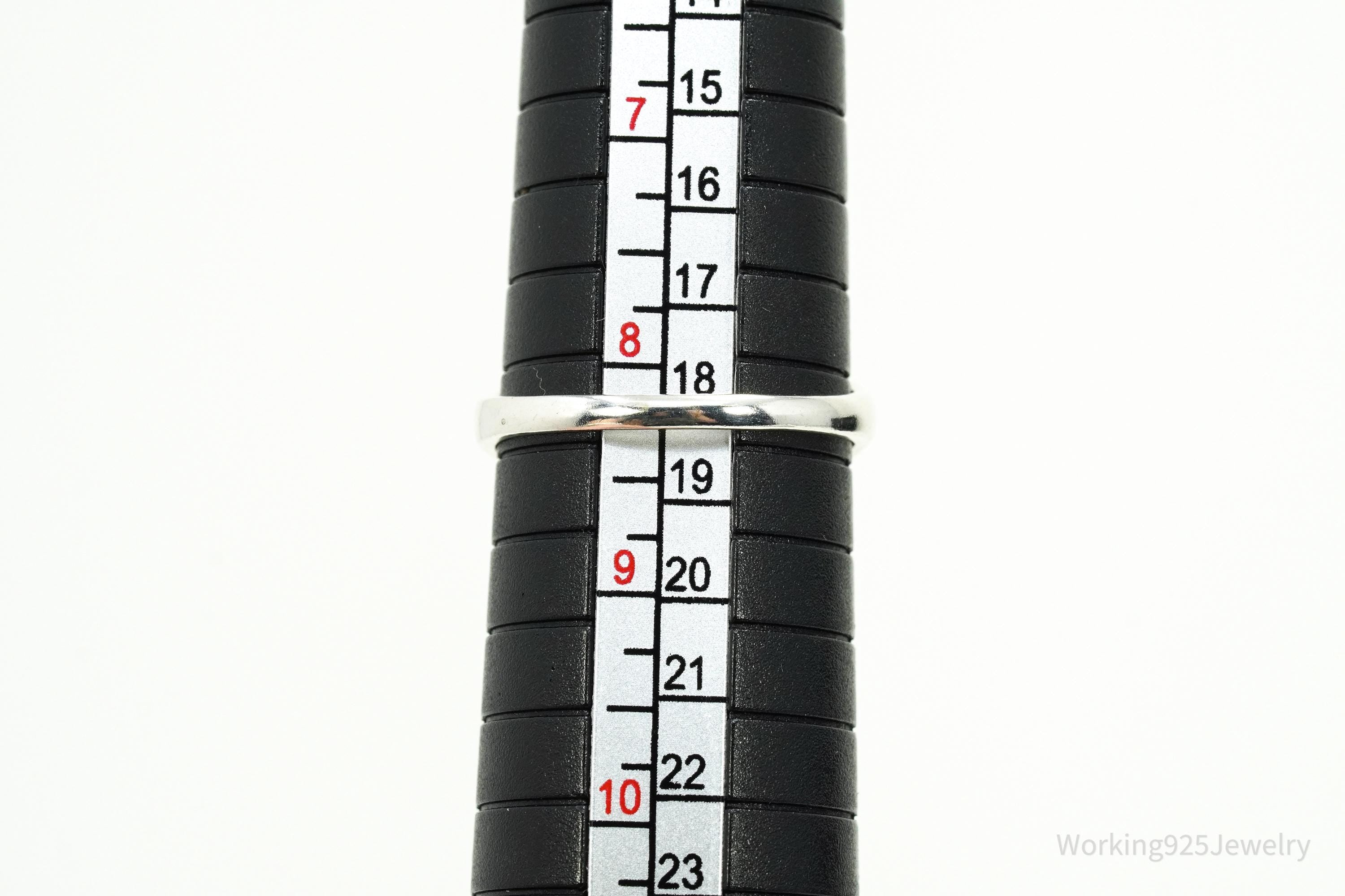 Vintage Designer Kabana Lab Blue Sapphire Sterling Silver Ring - Size 8.25