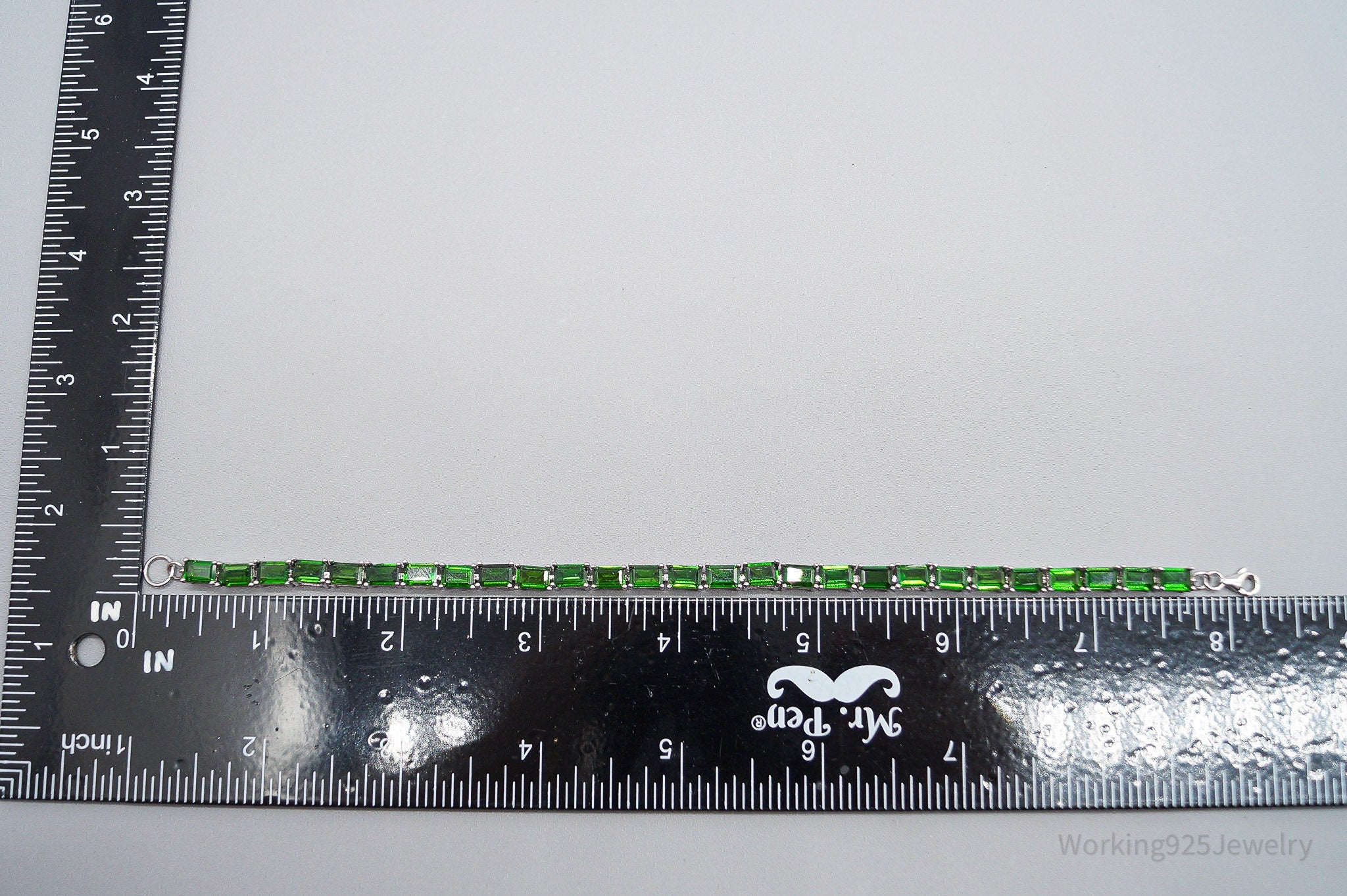 JTVs JZ Lab Emerald Sterling Silver Tennis Bracelet 8 3/16"