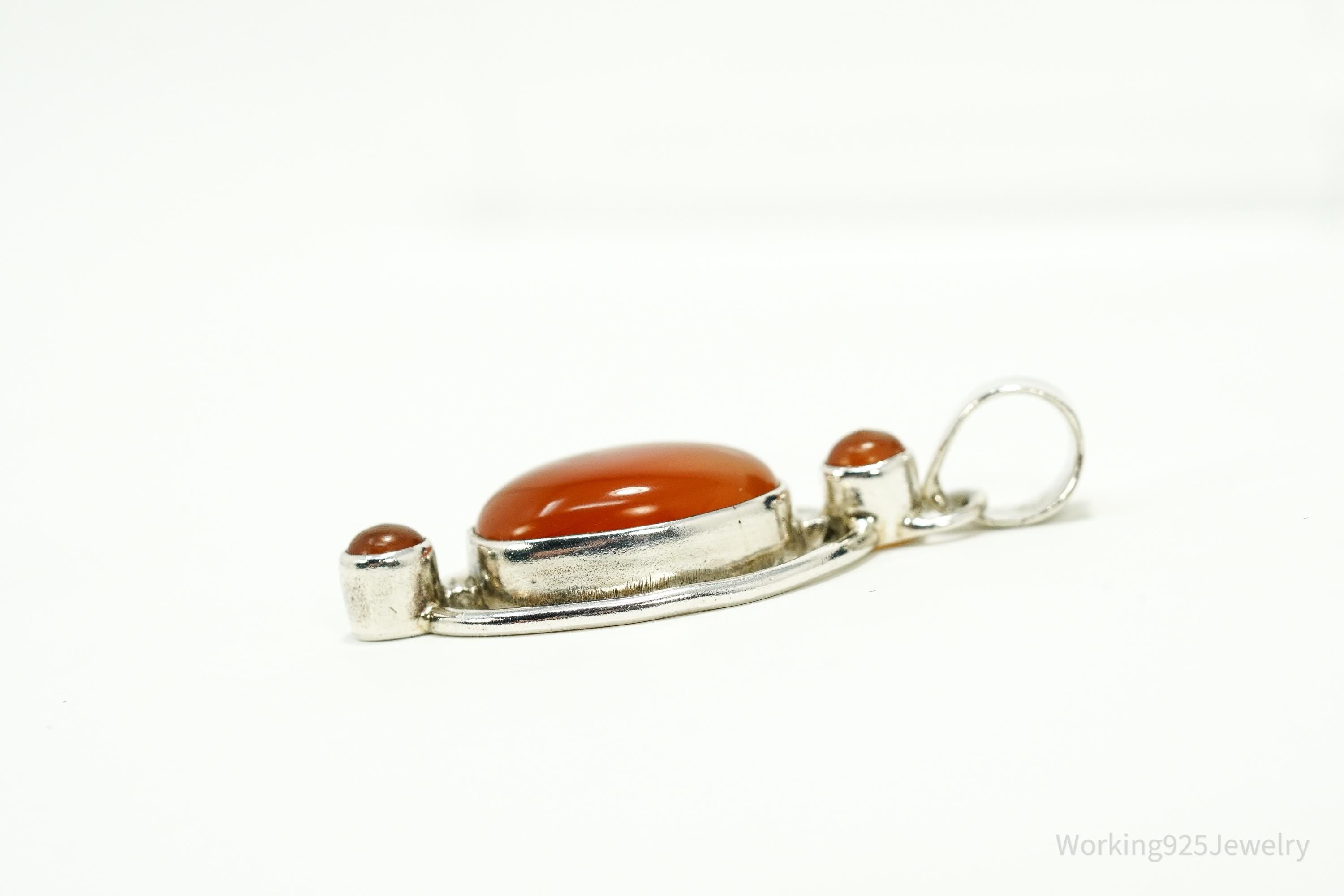 Vintage Carnelian Sterling Silver Necklace Pendant