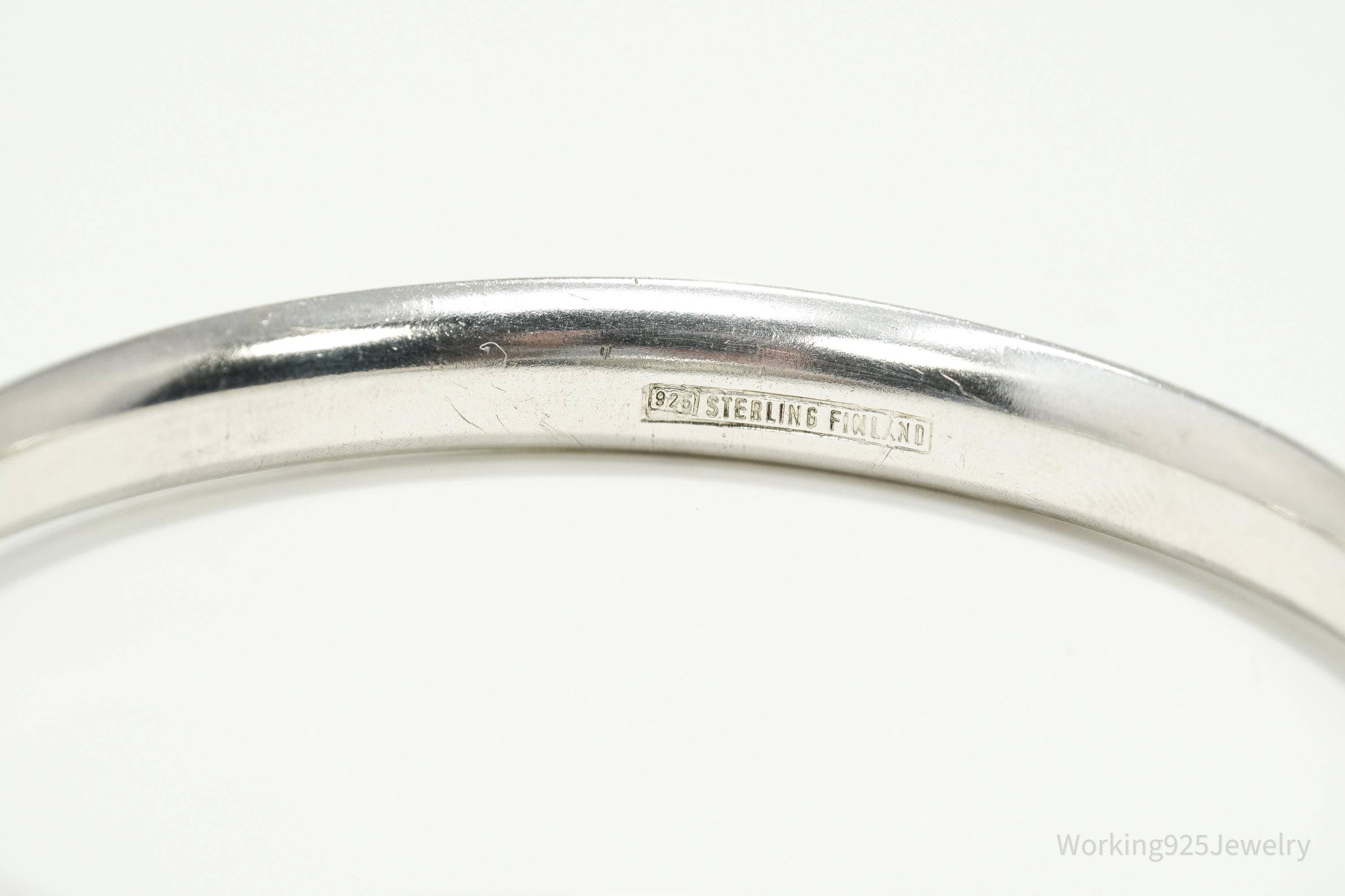 Vintage Finland Modernist Erik Granit & Co Rose Sterling Silver Bracelet - 6.75"