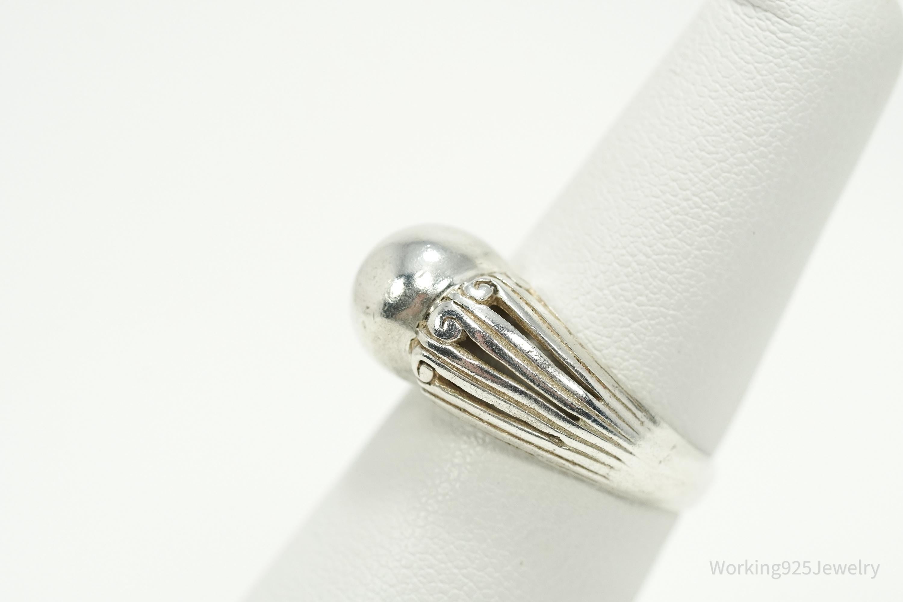 Vintage Art Deco Style Sterling Silver Ring - Size 6.25