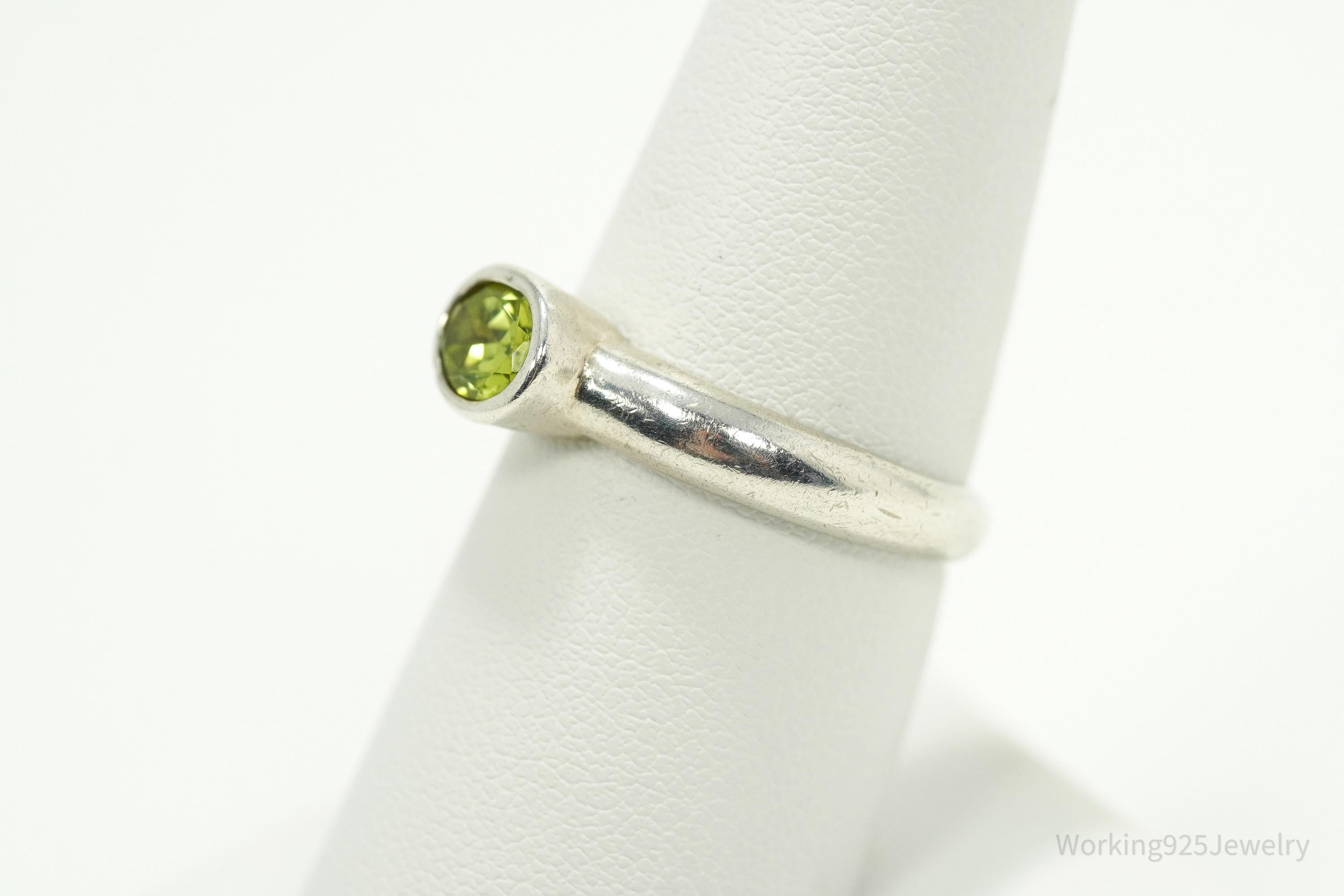 Vintage Green Peridot Sterling Silver Ring - Size 8