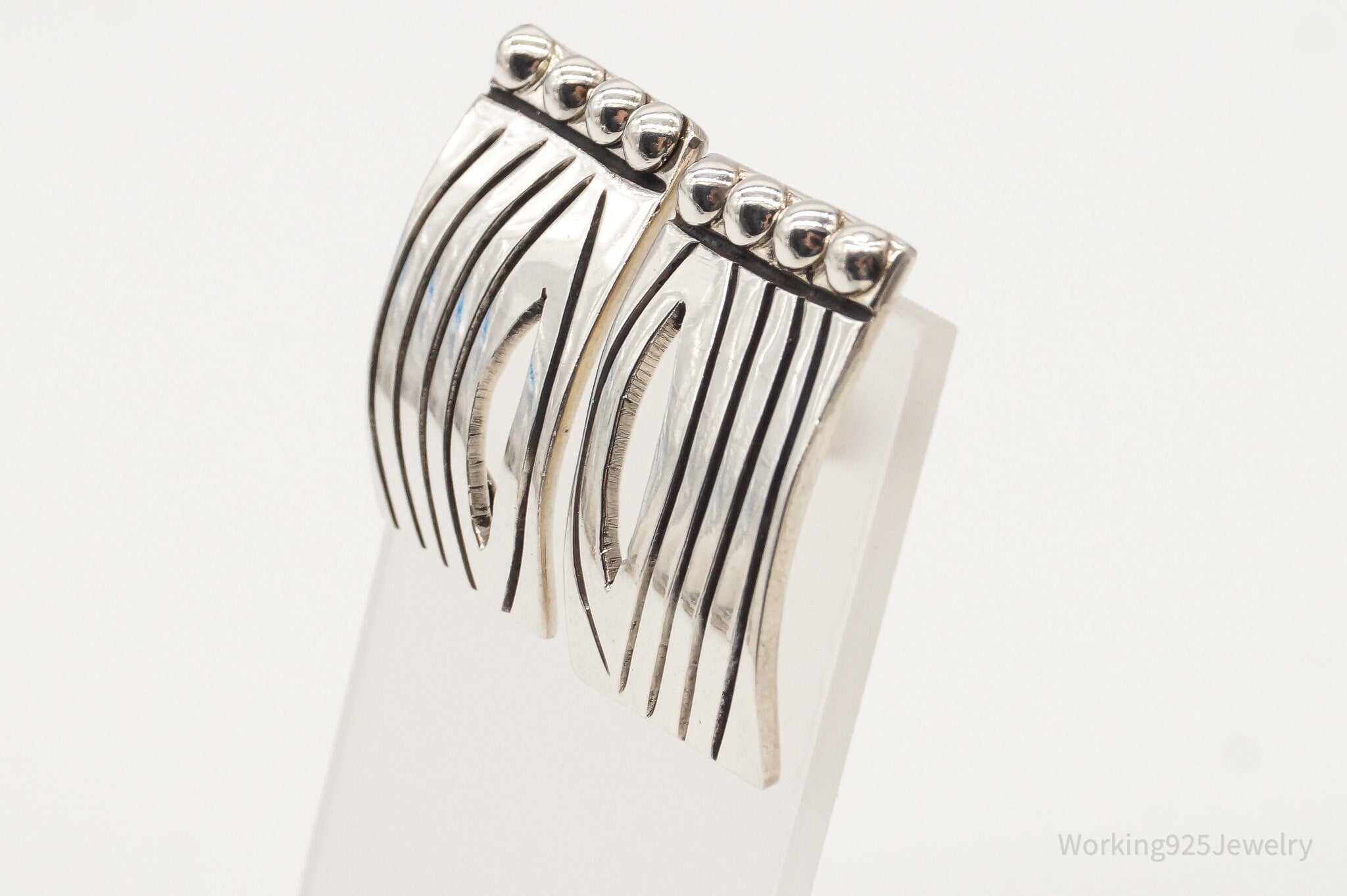 RARE Vintage Mexico Modernist Melesio Villarreal Sterling Silver Earrings