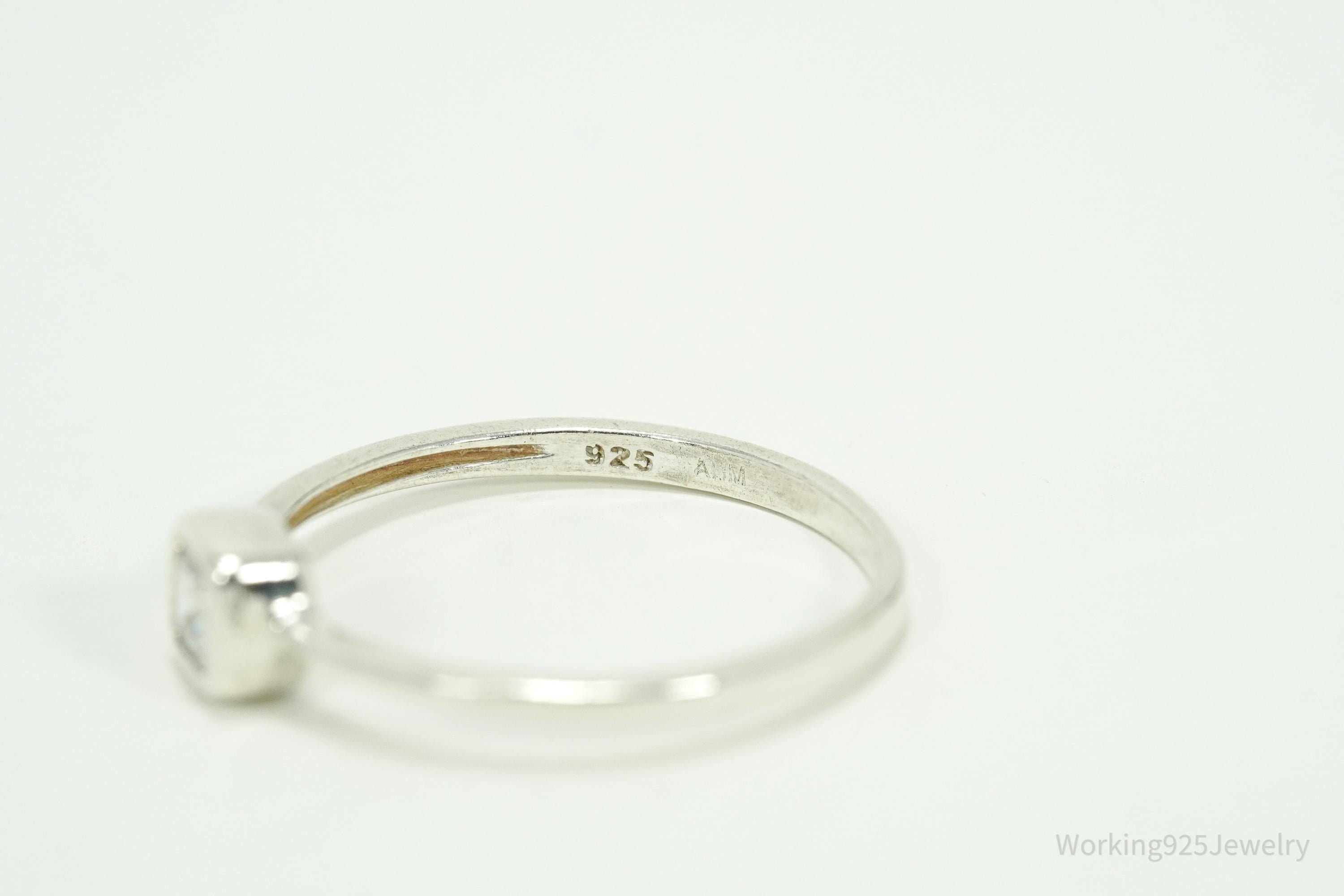 Vintage Cubic Zirconia Sterling Silver Ring - Size 7.25