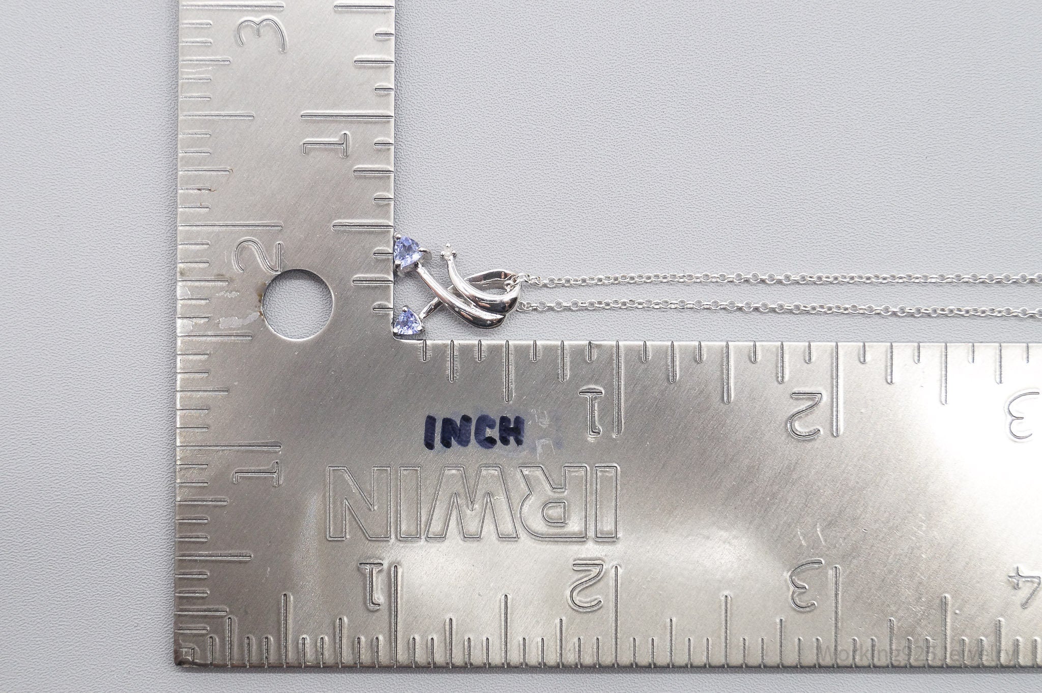 Tanzanite & Diamond 10K White Gold Over Sterling Silver Necklace 18"