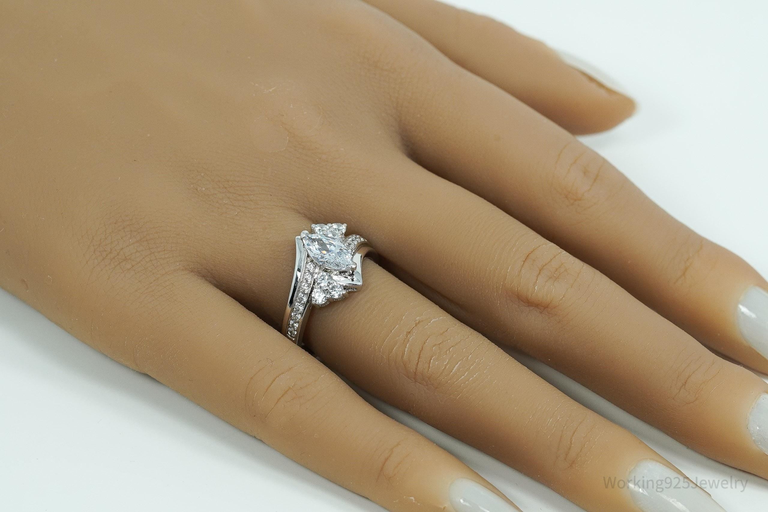 Vintage Cubic Zirconia Sterling Silver Ring Size 8.25