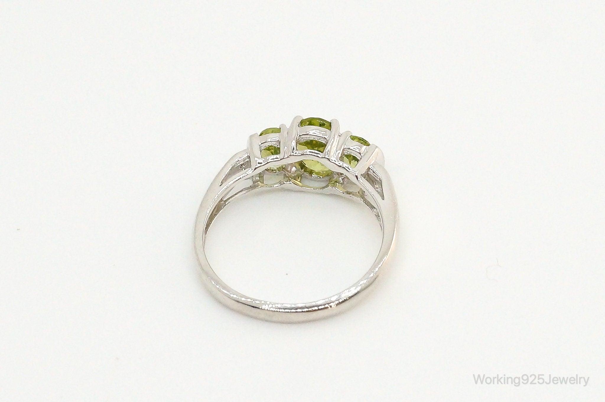 Vintage Peridot Cubic Zirconia Sterling Silver Ring - Size 9