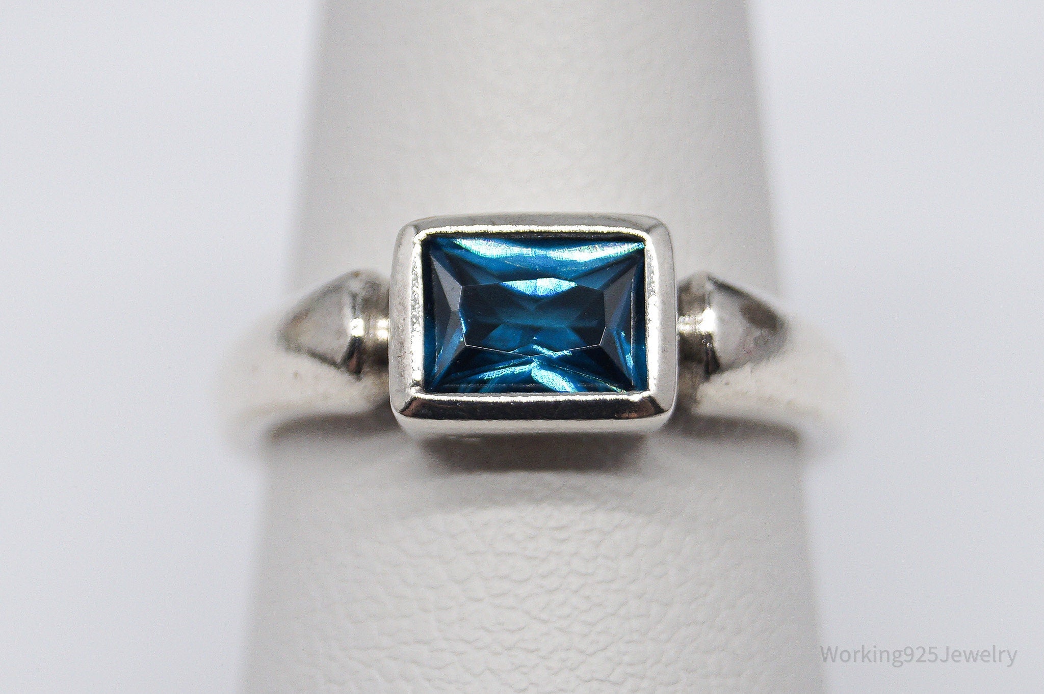 Vintage Blue Spinel Sterling Silver Ring - Size 7