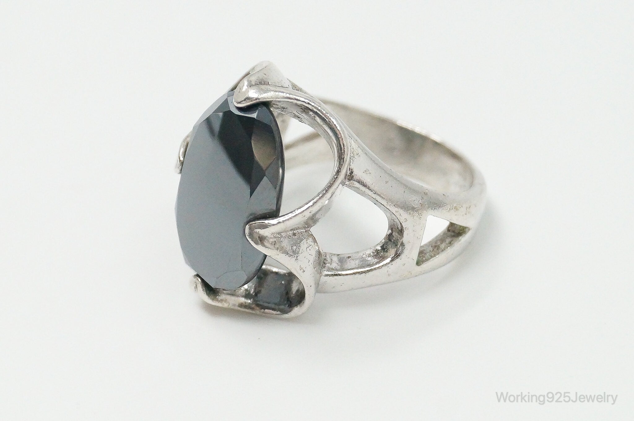 Vintage Wheeler Manufacturing Co Hematite Sterling Silver Ring - Size 6