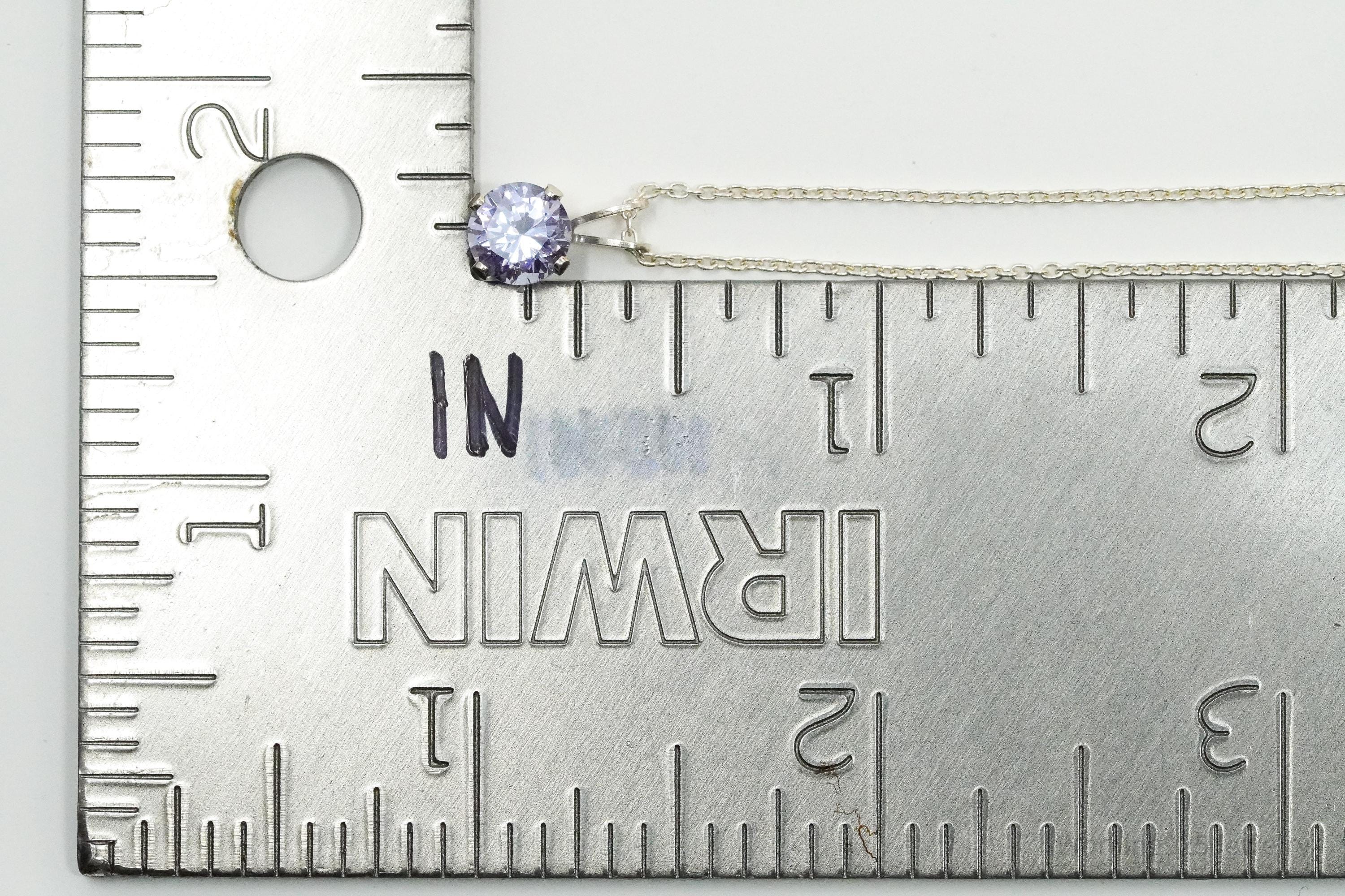 Vintage Violet Cubic Zirconia Sterling Silver Necklace - 18"