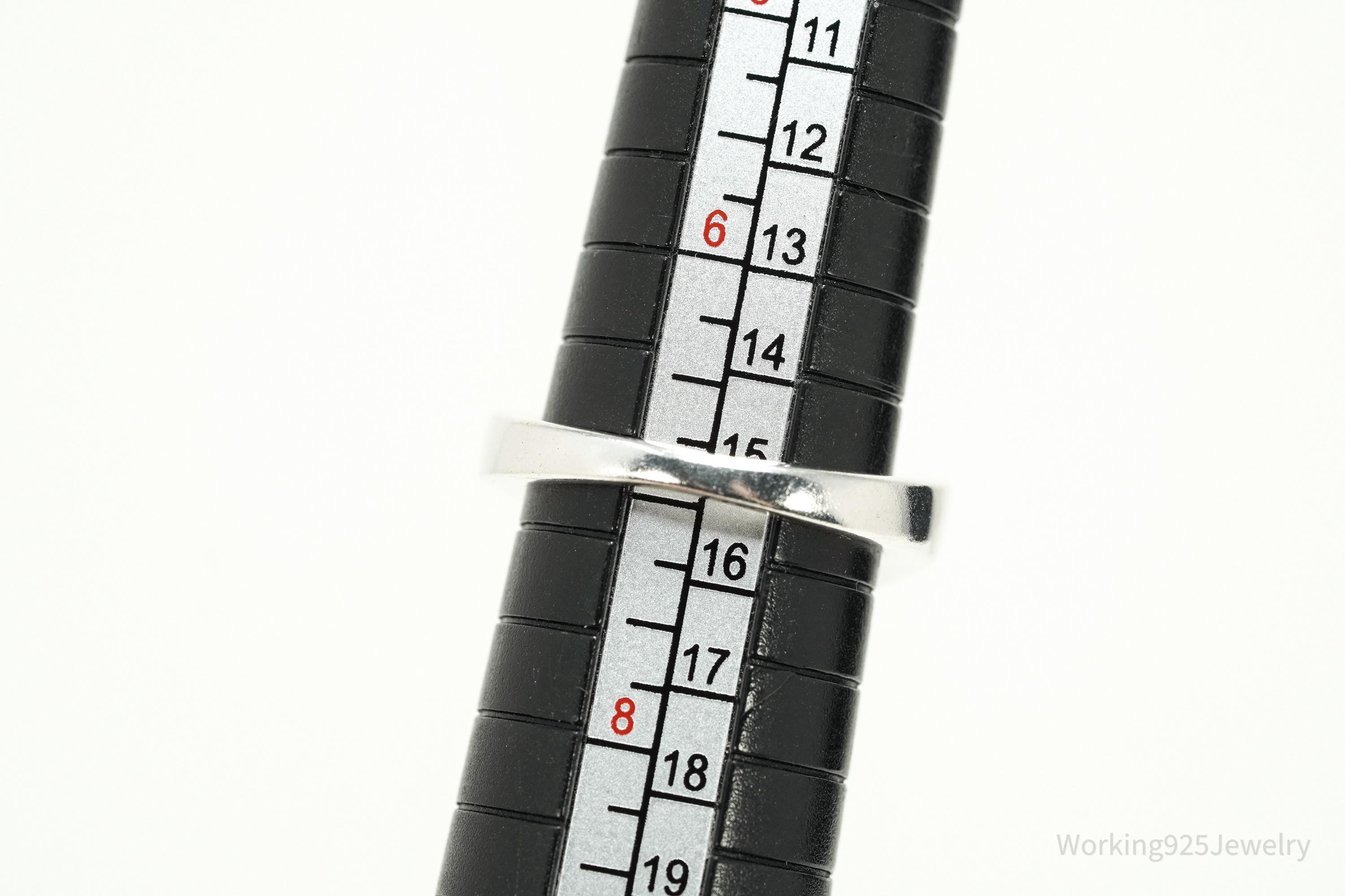 Vintage Purple Stone Inlay Sterling Silver Band Ring – Size 7