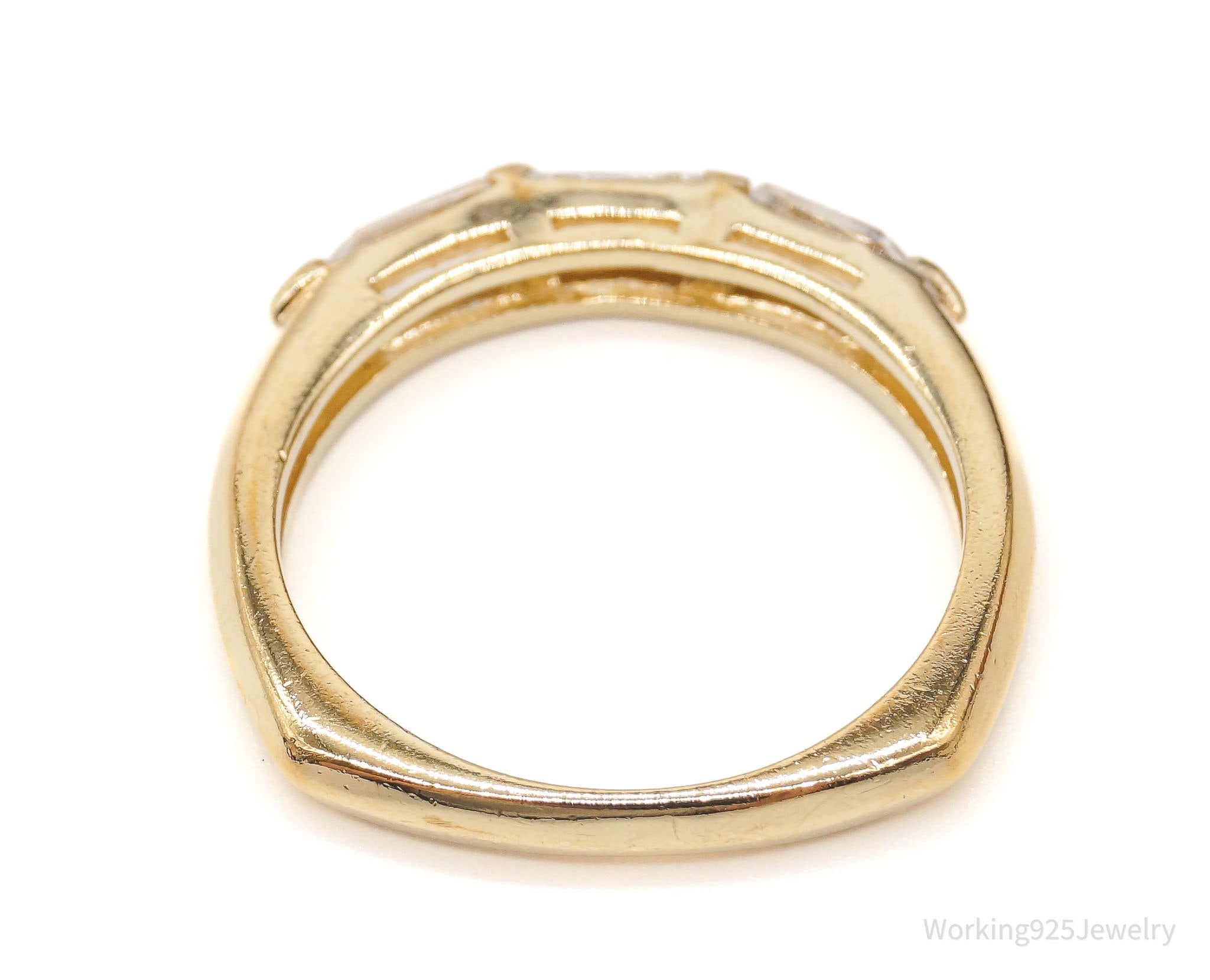 Vintage Designer ADI Cubic Zirconia Gold Vermeil Sterling Silver Ring - Size 8