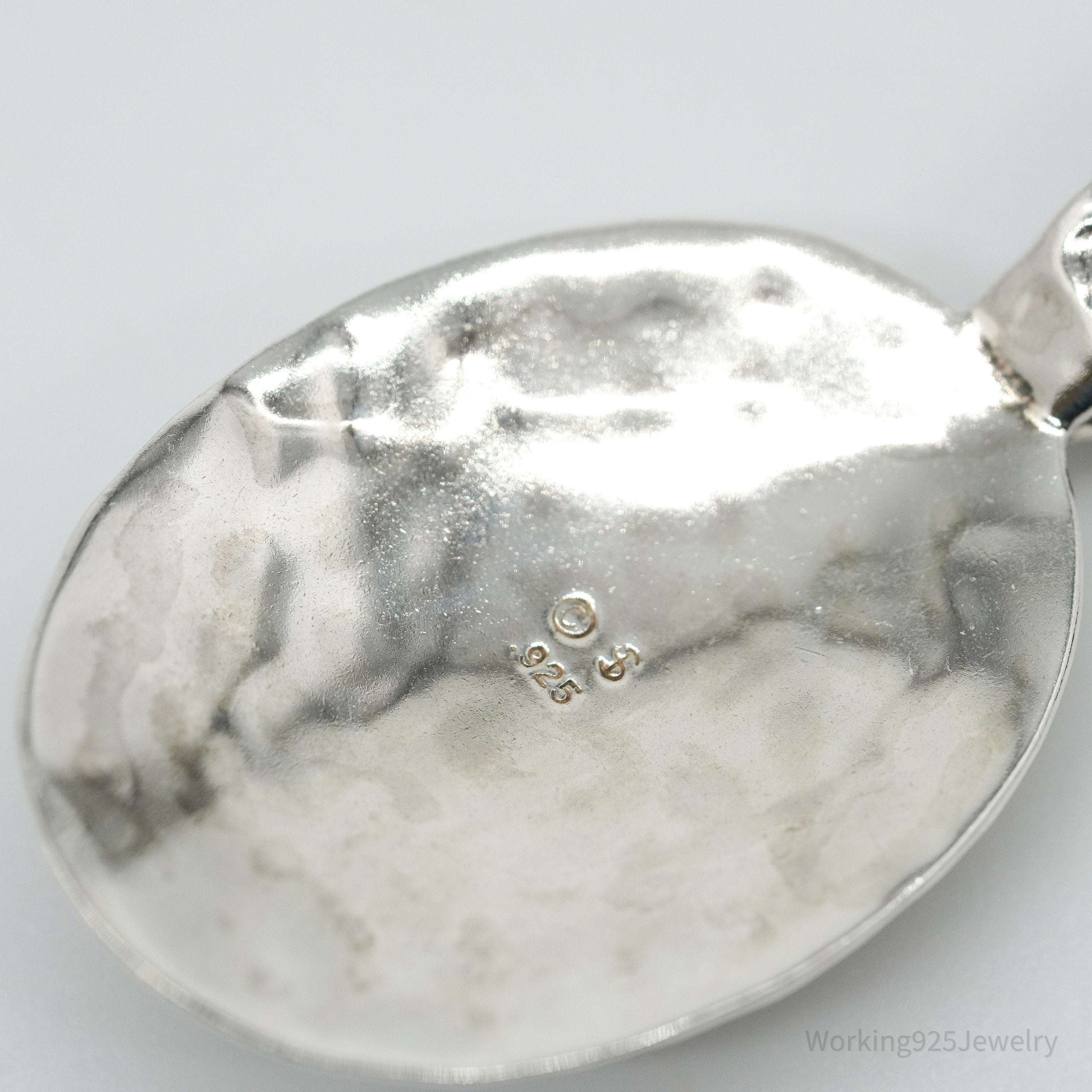 Vintage Large Blue Turquoise Sterling Silver Pendant 1 15/16"