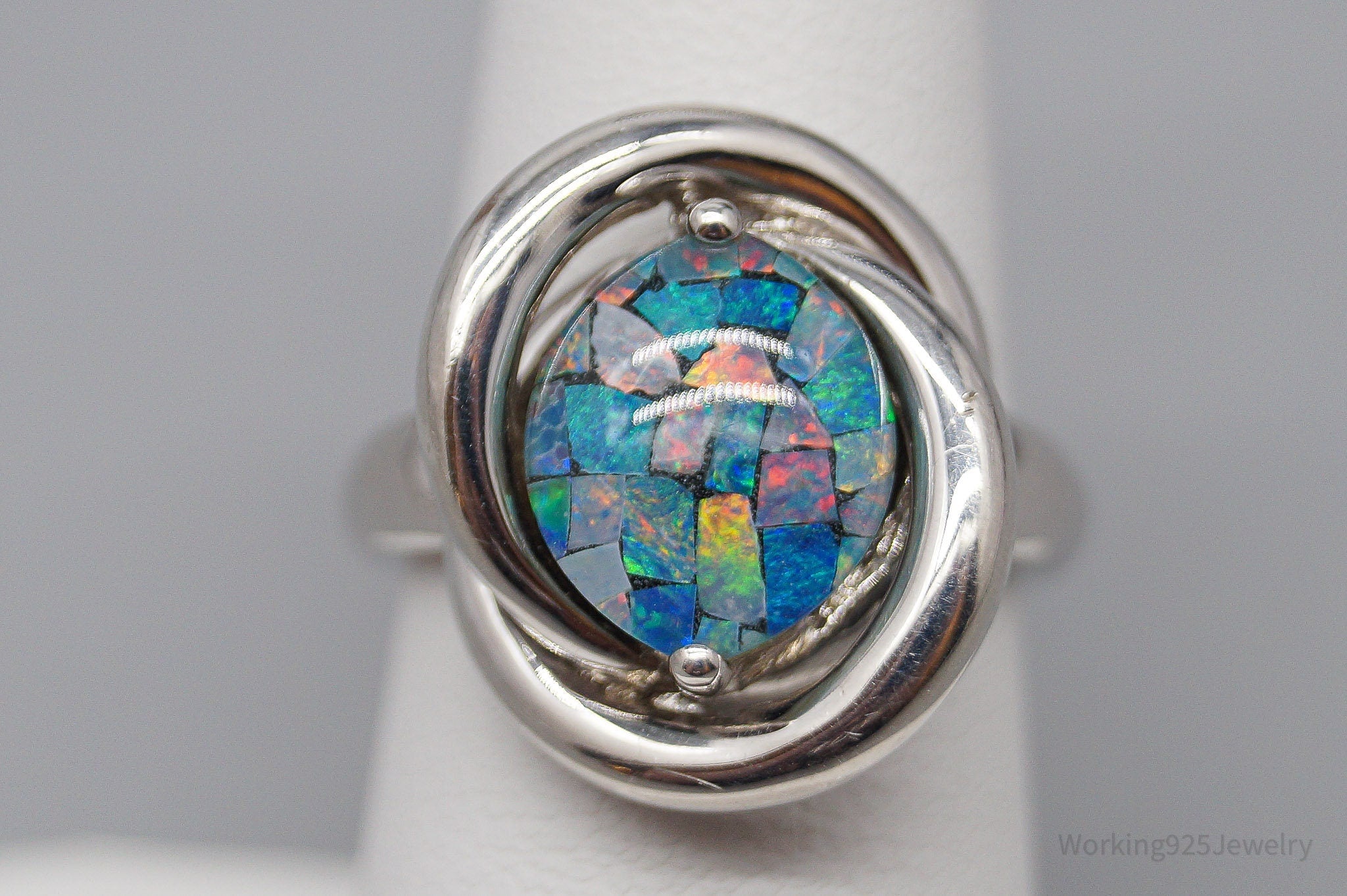 Vintage KN Opal Sterling Silver Ring - Size 7