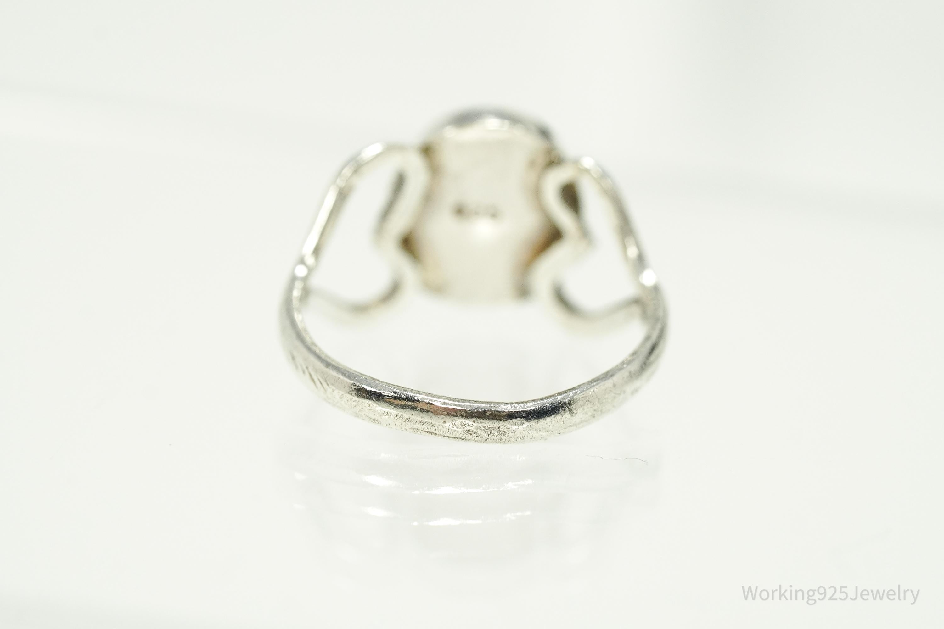 Vintage Blue Larimar Modernist Style Sterling Silver Ring - Size 6.25