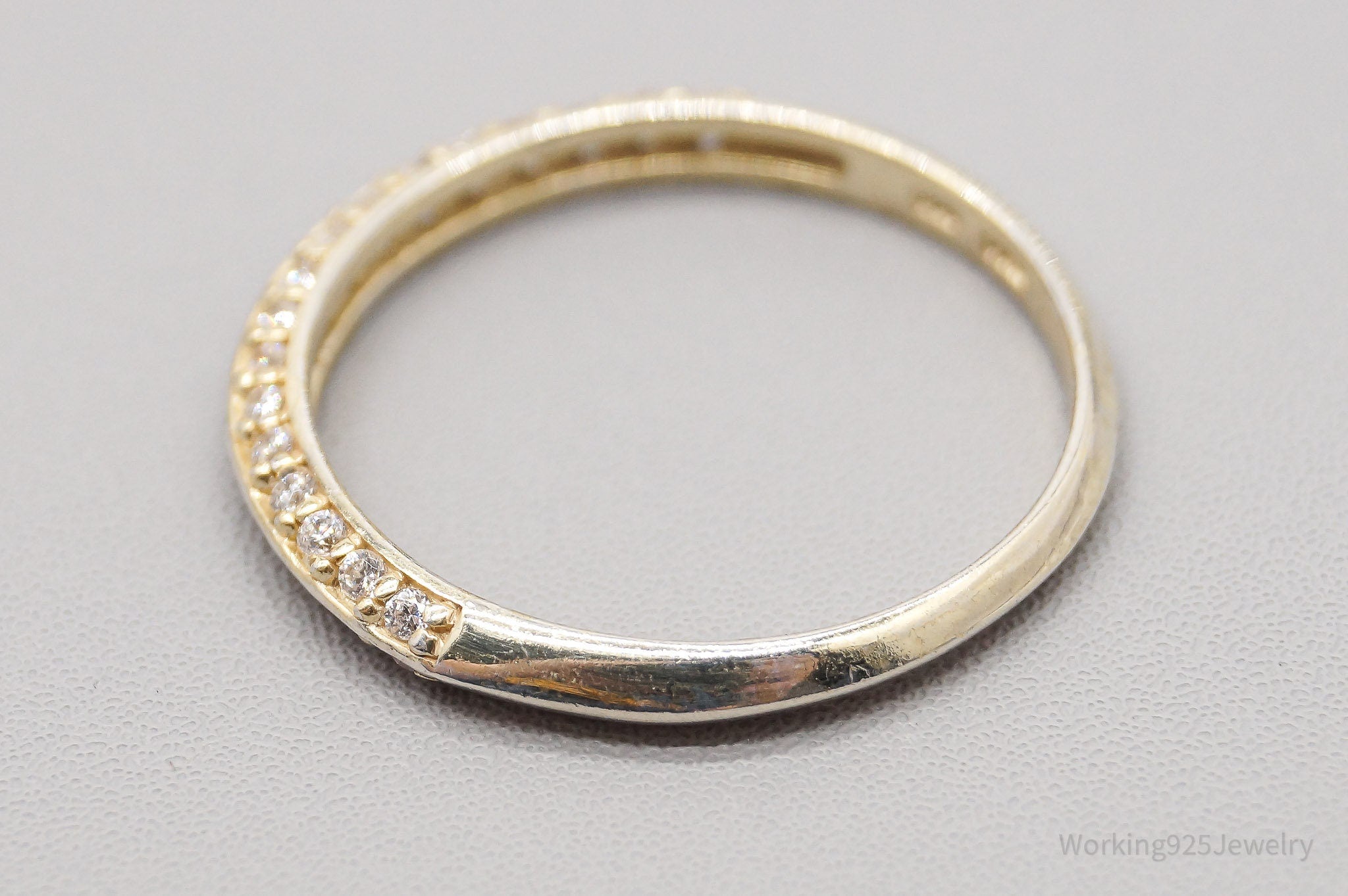 Vintage Cubic Zirconia Gold Vermeil Sterling Silver Band Ring - Size 10