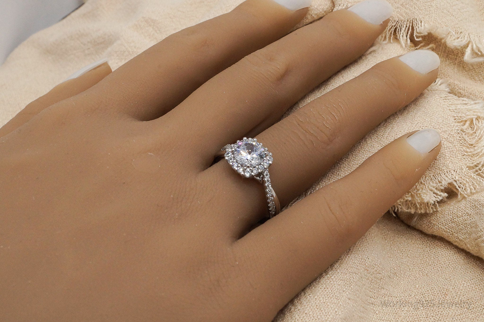 Vintage London Designer IBB Cubic Zirconia Sterling Silver Ring - Size 7