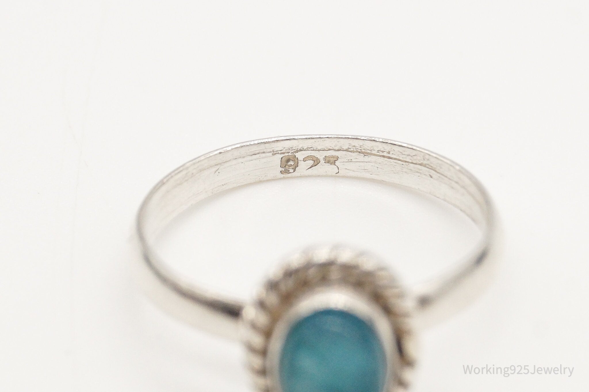 Vintage Blue Stone Sterling Silver Ring - Size 7