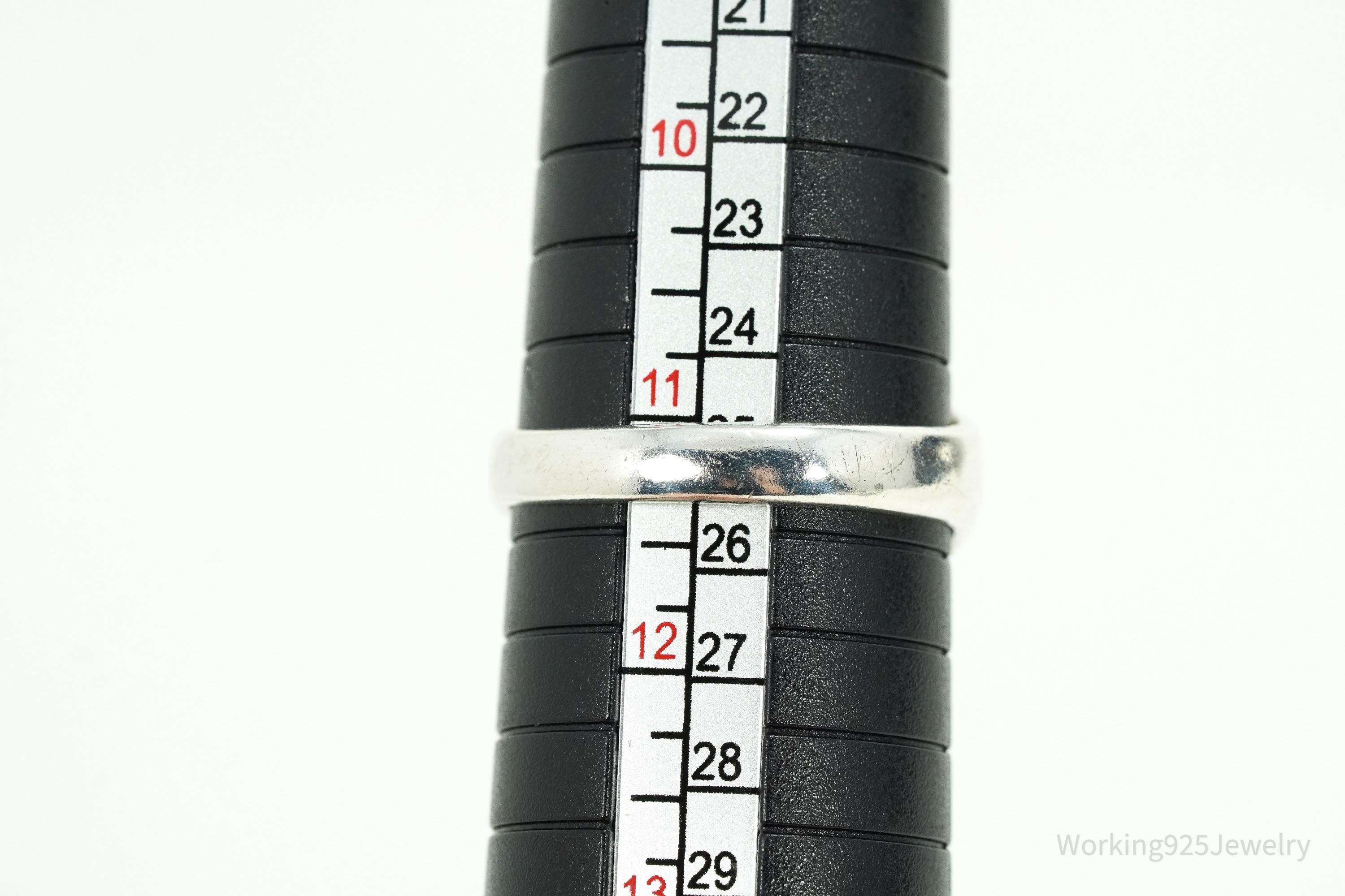 Vintage Handmade Native American Turquoise Inlay Silver Ring - Size 11.25