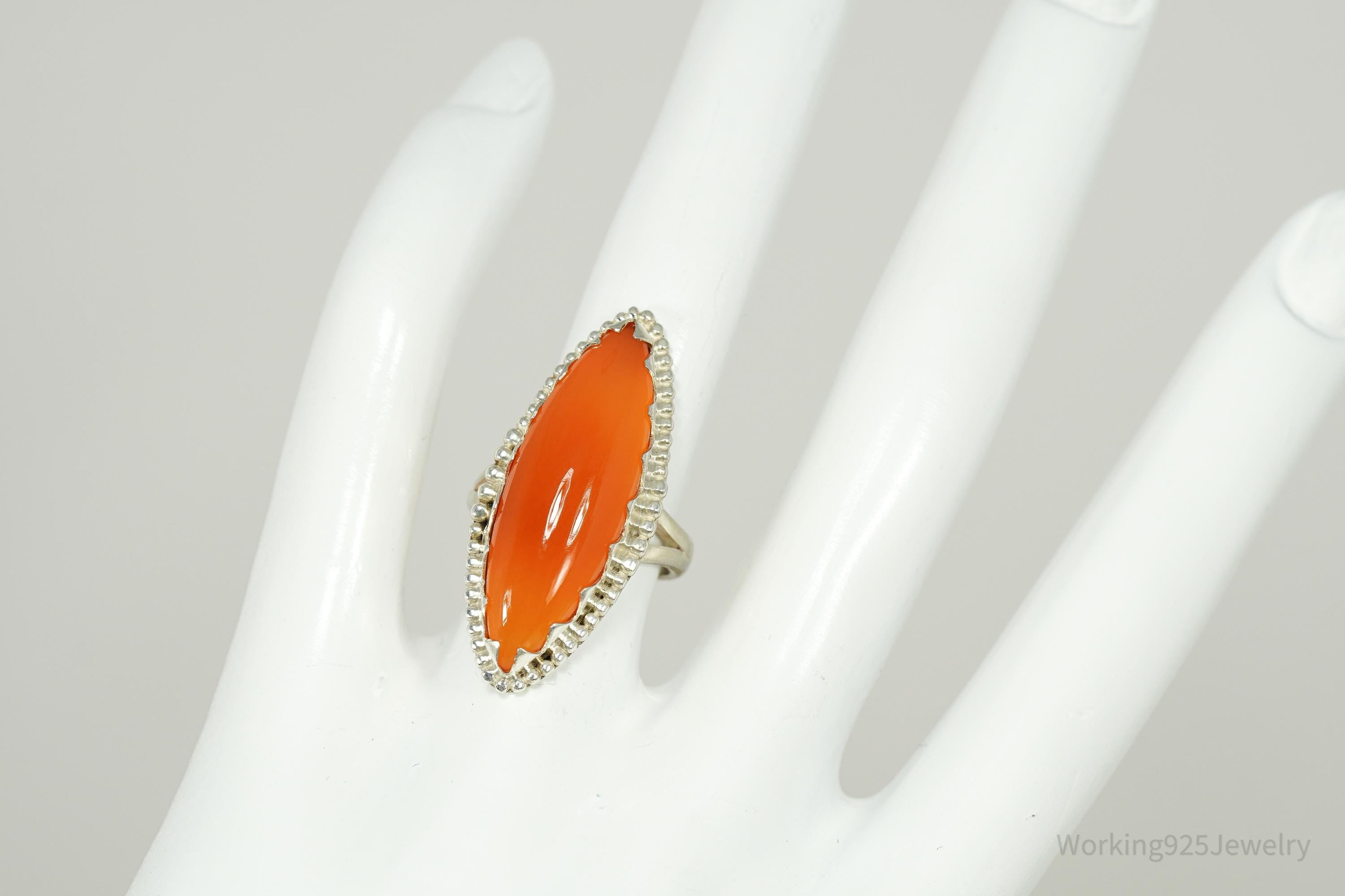 Vintage Carnelian Sterling Silver Ring - Size 5.5