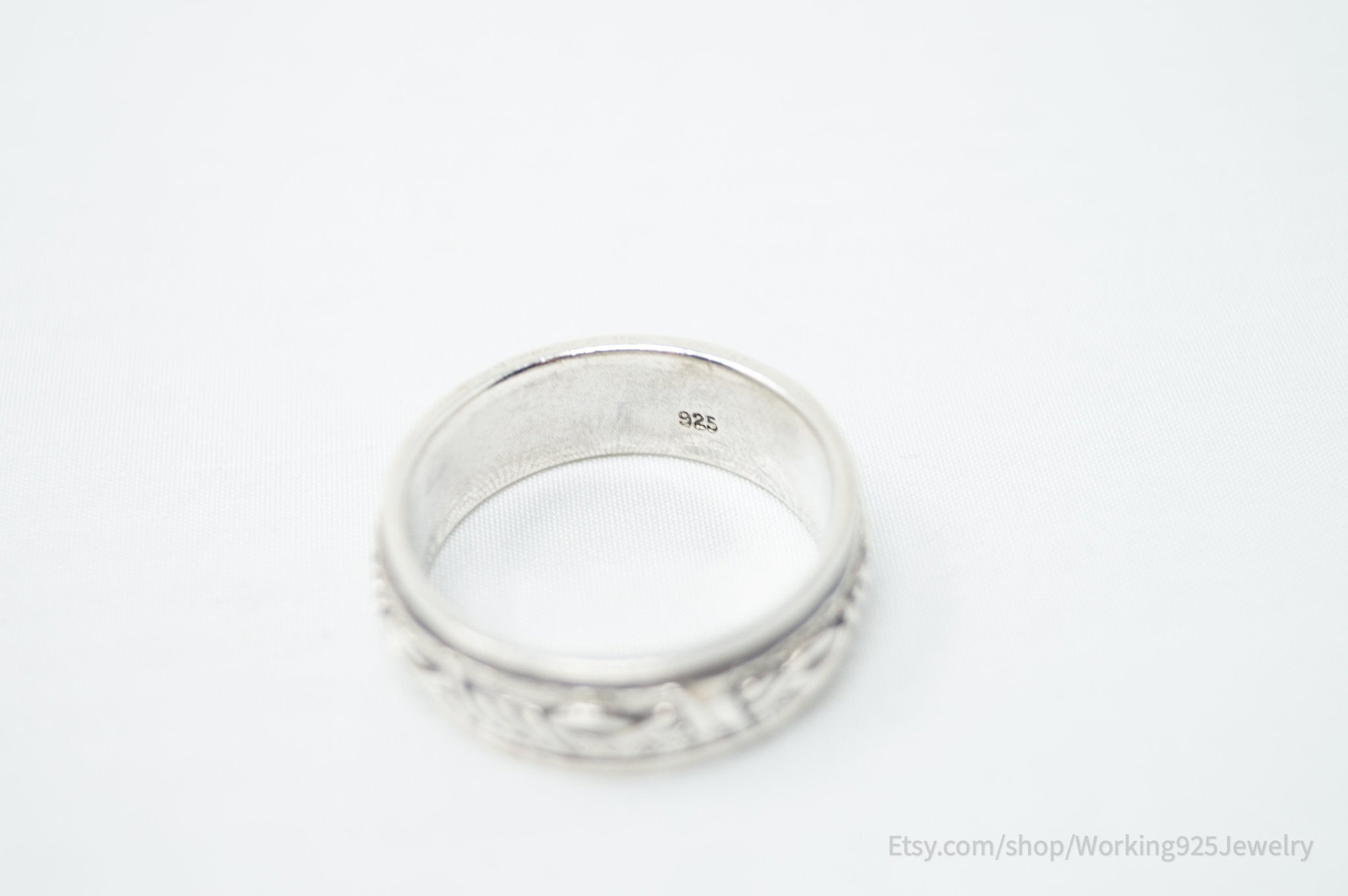 Vintage Barbed Wire Wrap Designer Sterling Silver Spinner Band Ring Sz 11.5