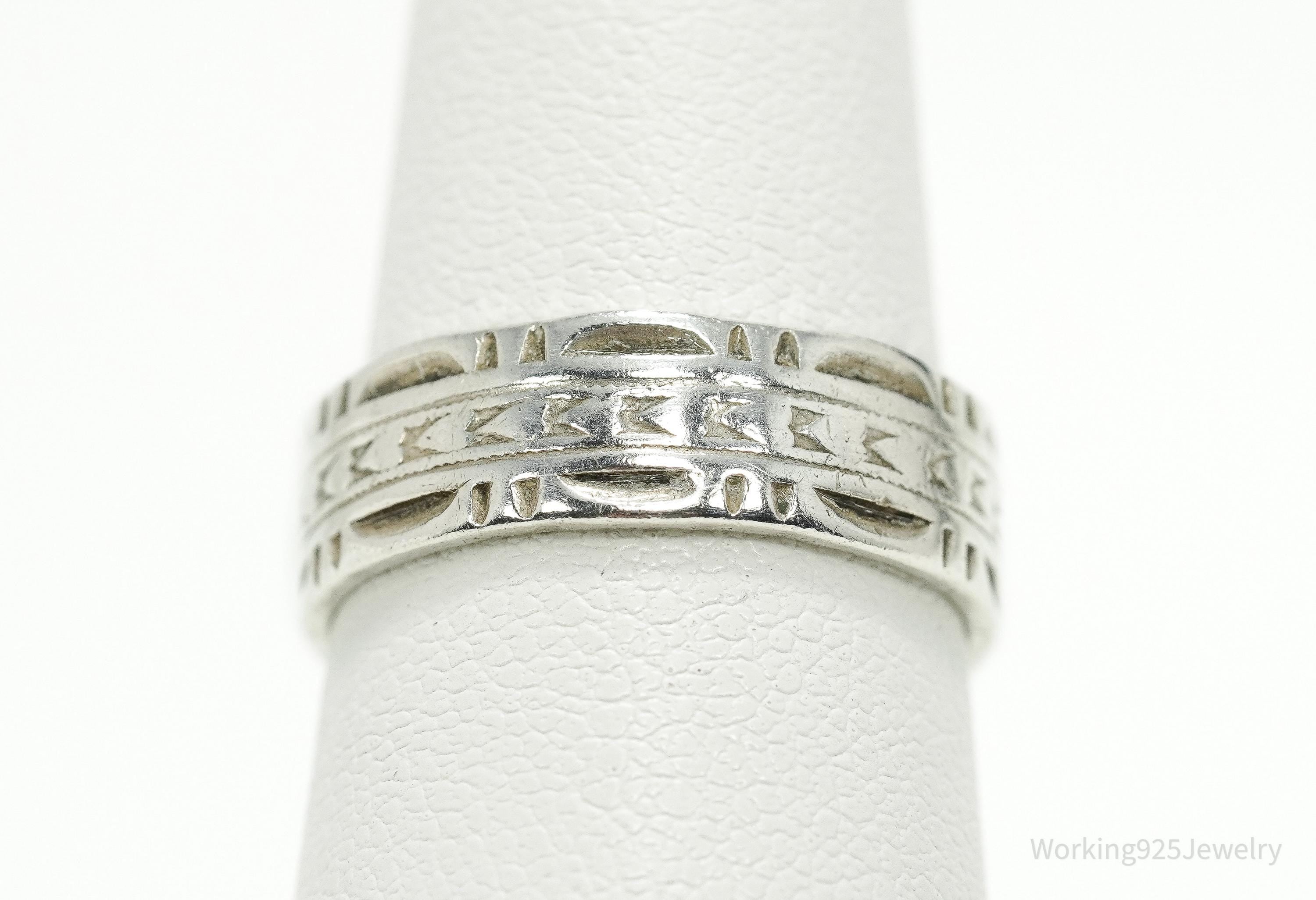 Antique VARGAS MFG. CO. Sterling Silver Band Ring - Size 6