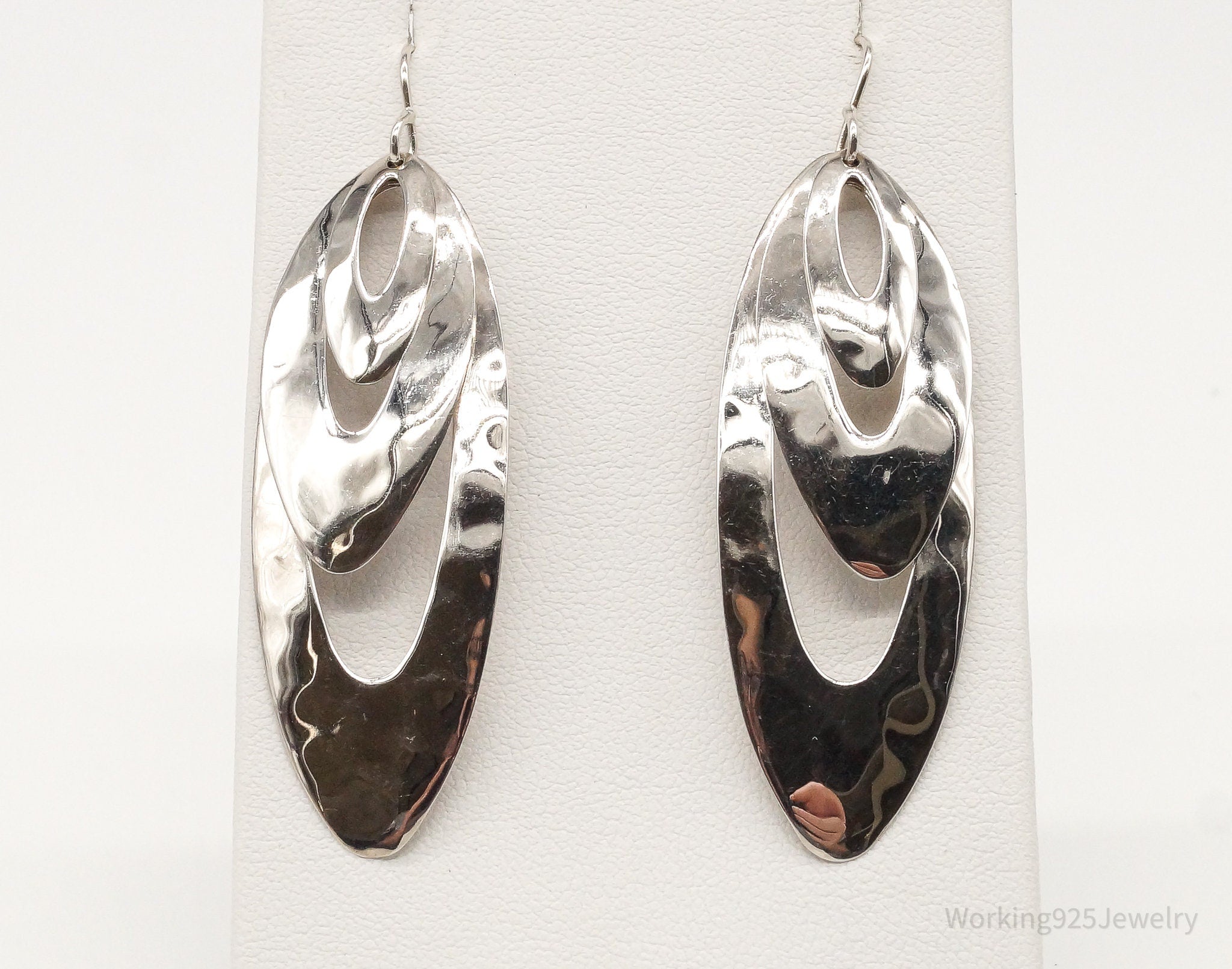 Vintage Designer RLM Studio Modernist Sterling Silver Hammered Earrings