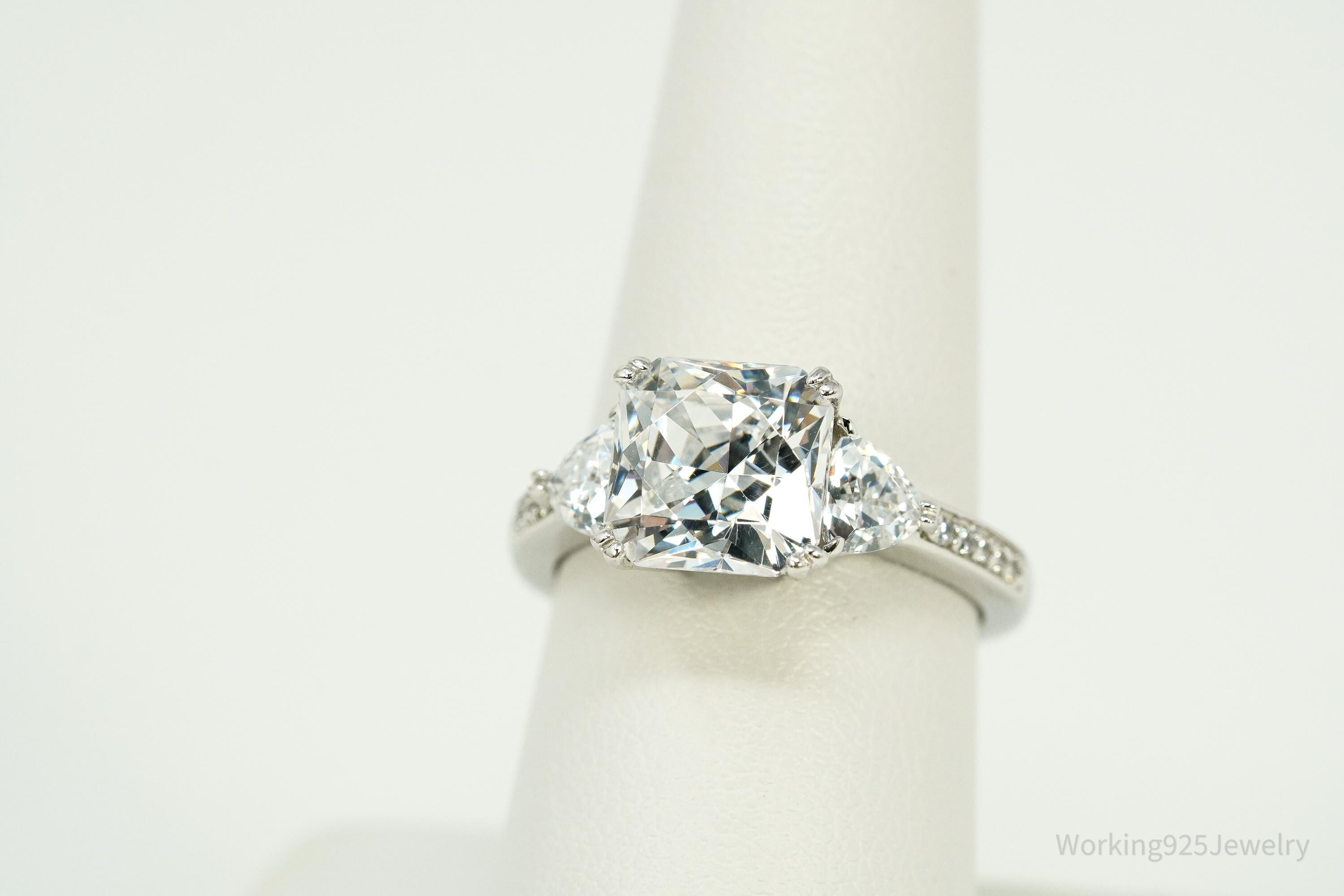 Vintage Cubic Zirconia Sterling Silver Ring Size 8