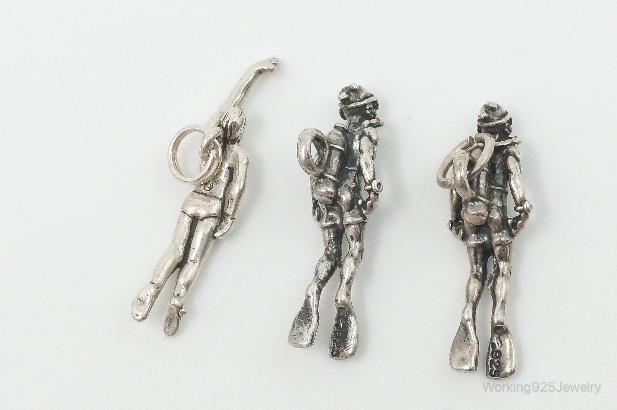 Vintage Swimming Scuba Diving Hobbies Sterling Silver Charms Lot