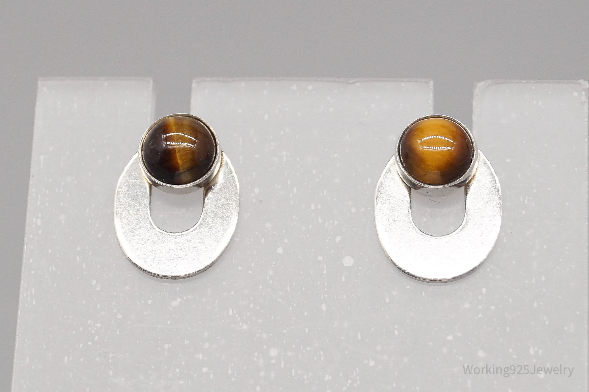 Vintage Tigers Eye Sterling Silver Earrings