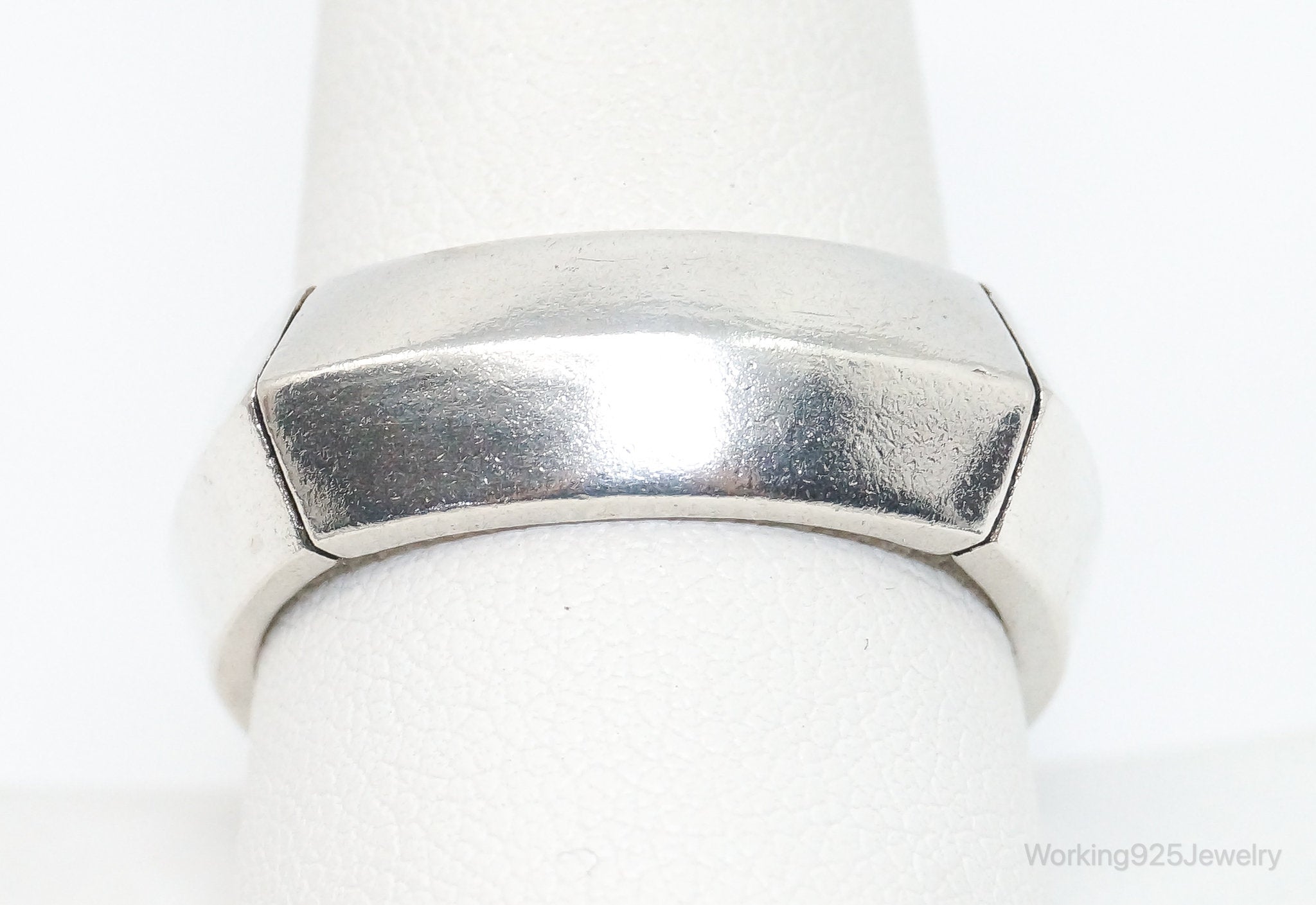 Vintage Modern Sterling Silver Band Ring - SZ 10.25