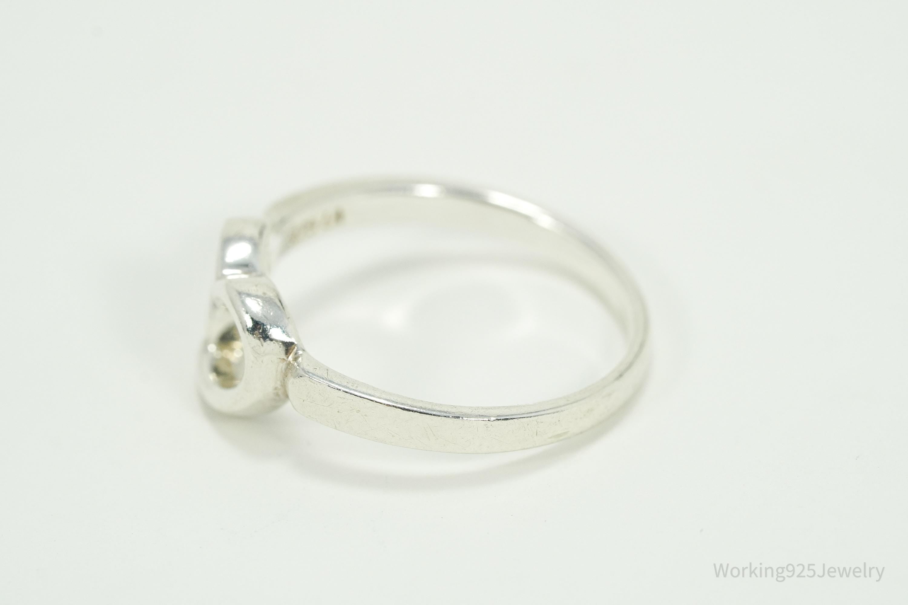 Vintage Heart Sterling Silver Ring - Size 7.5