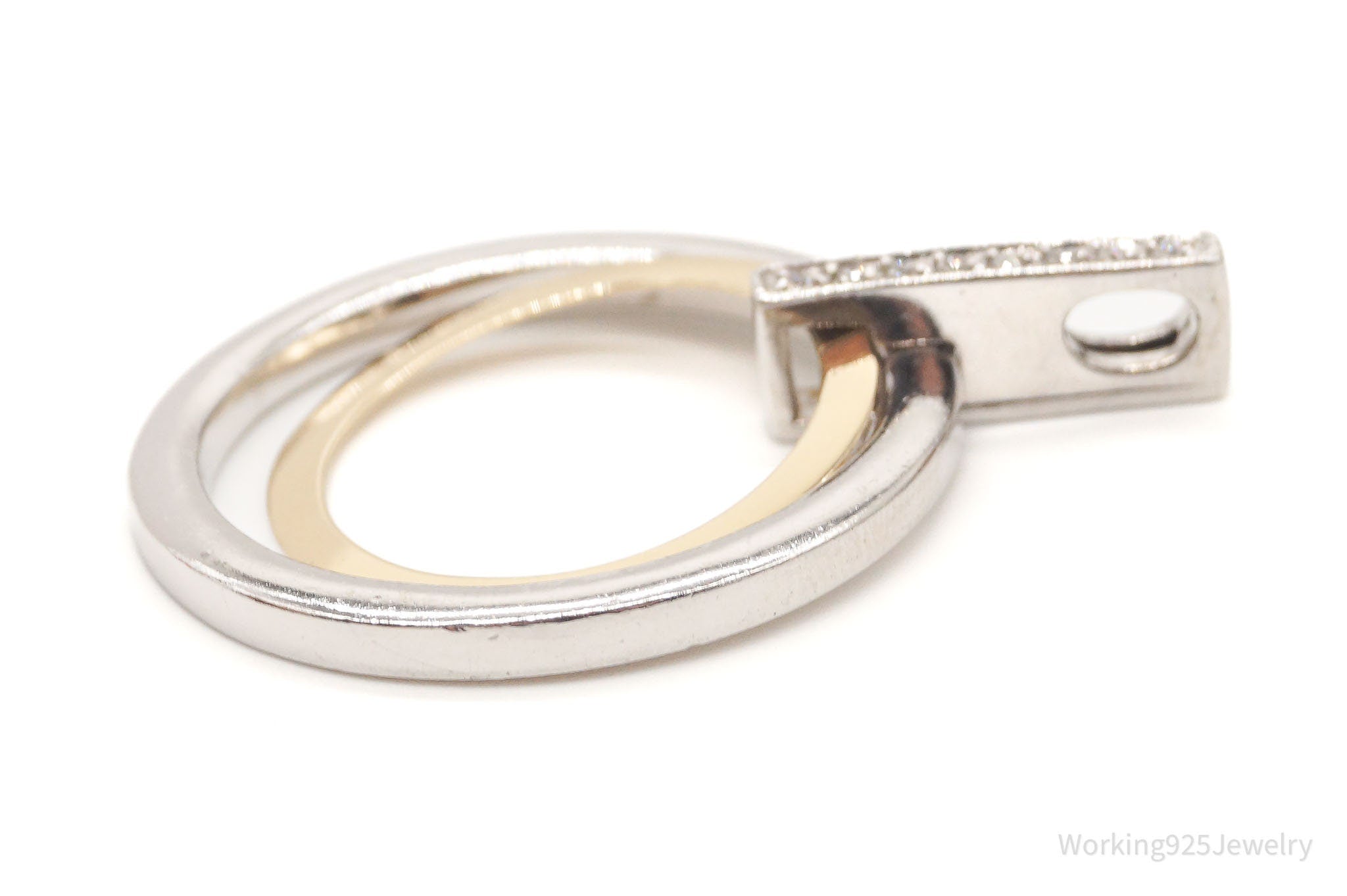 Vintage Designer Alwand Vahan 14K Gold Cubic Zirconia Sterling Silver Pendant