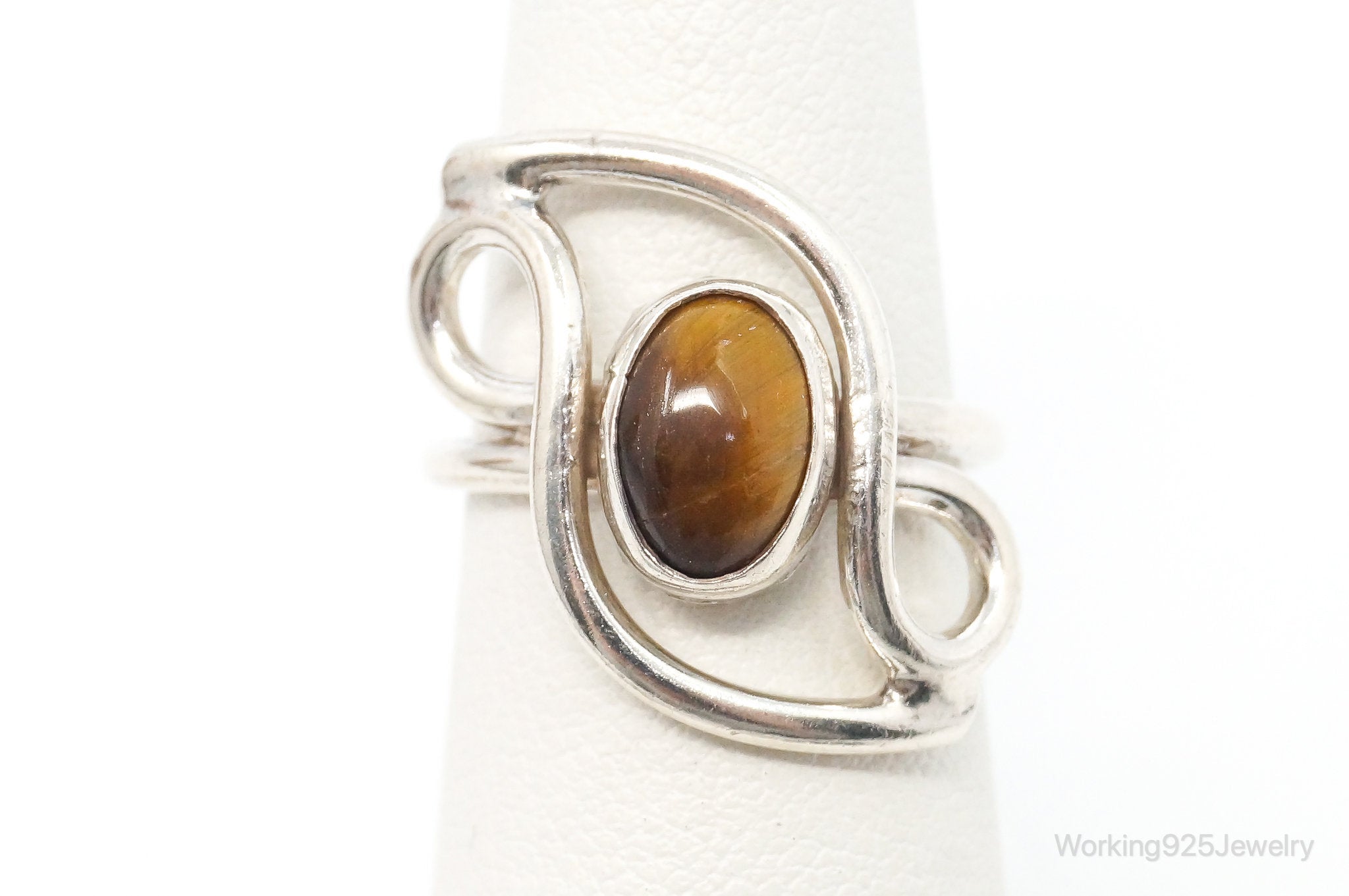 Vintage Tigers Eye Sterling Silver Ring - SZ 5