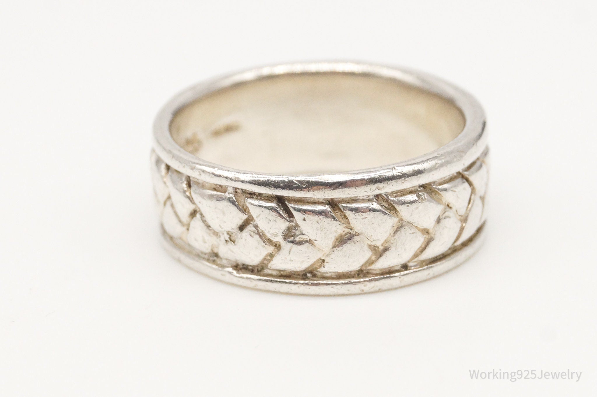 Vintage Weave Braid Sterling Silver Band Ring - Size 6.25