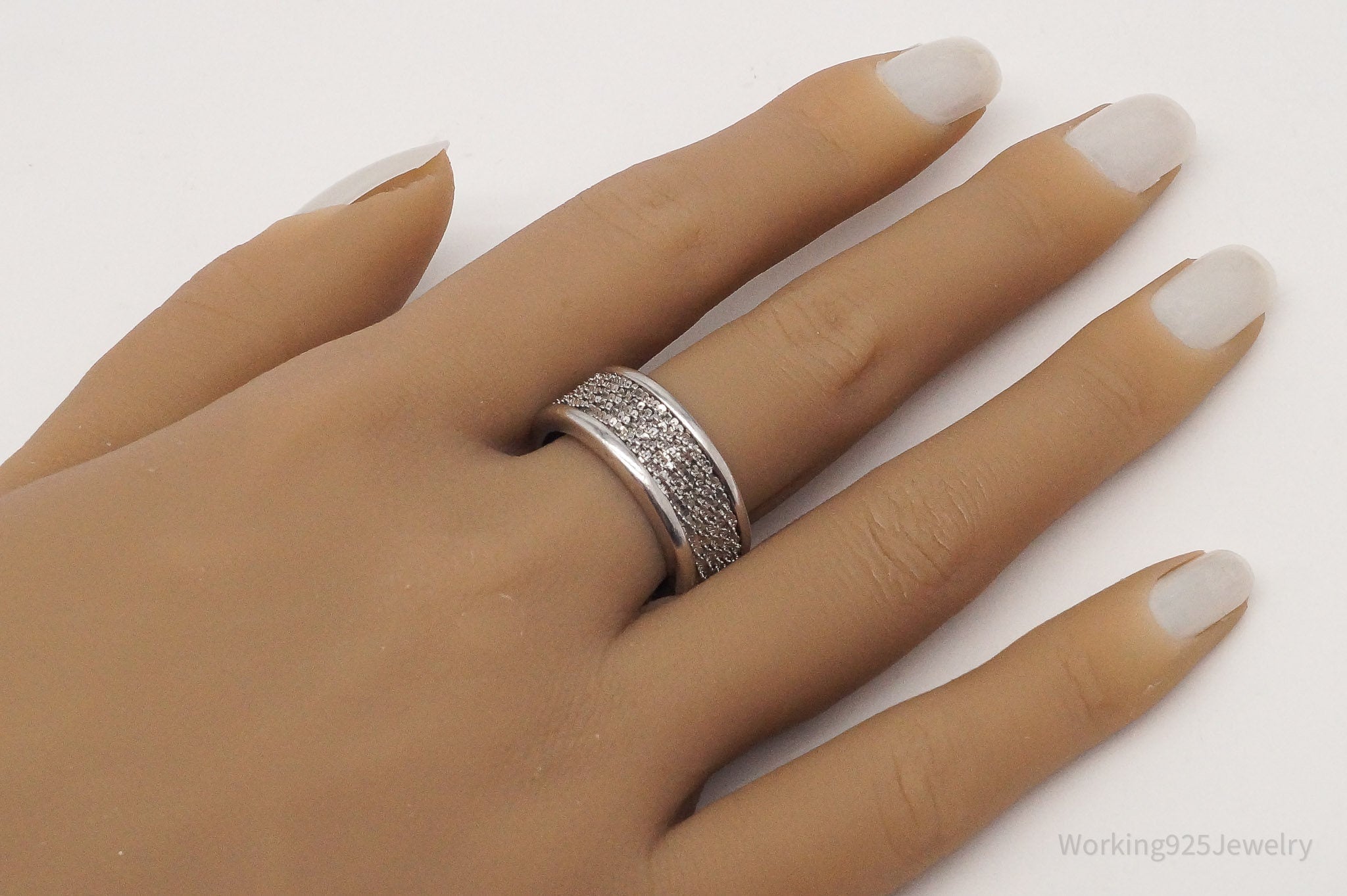 Vintage Italian Designer Milor Sterling Silver Band Ring - Size 8.75