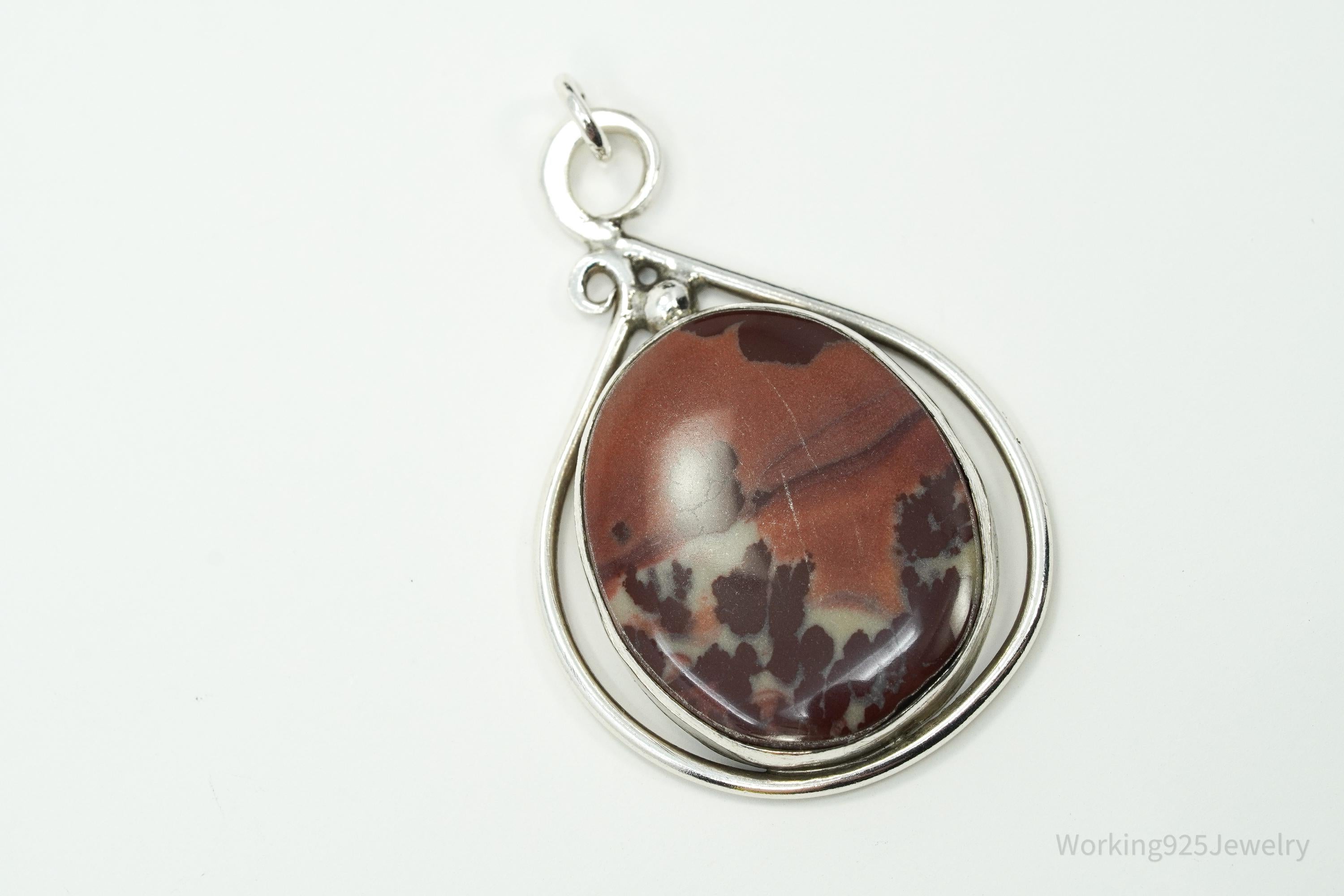 Vintage Jasper Sterling Silver Necklace Pendant