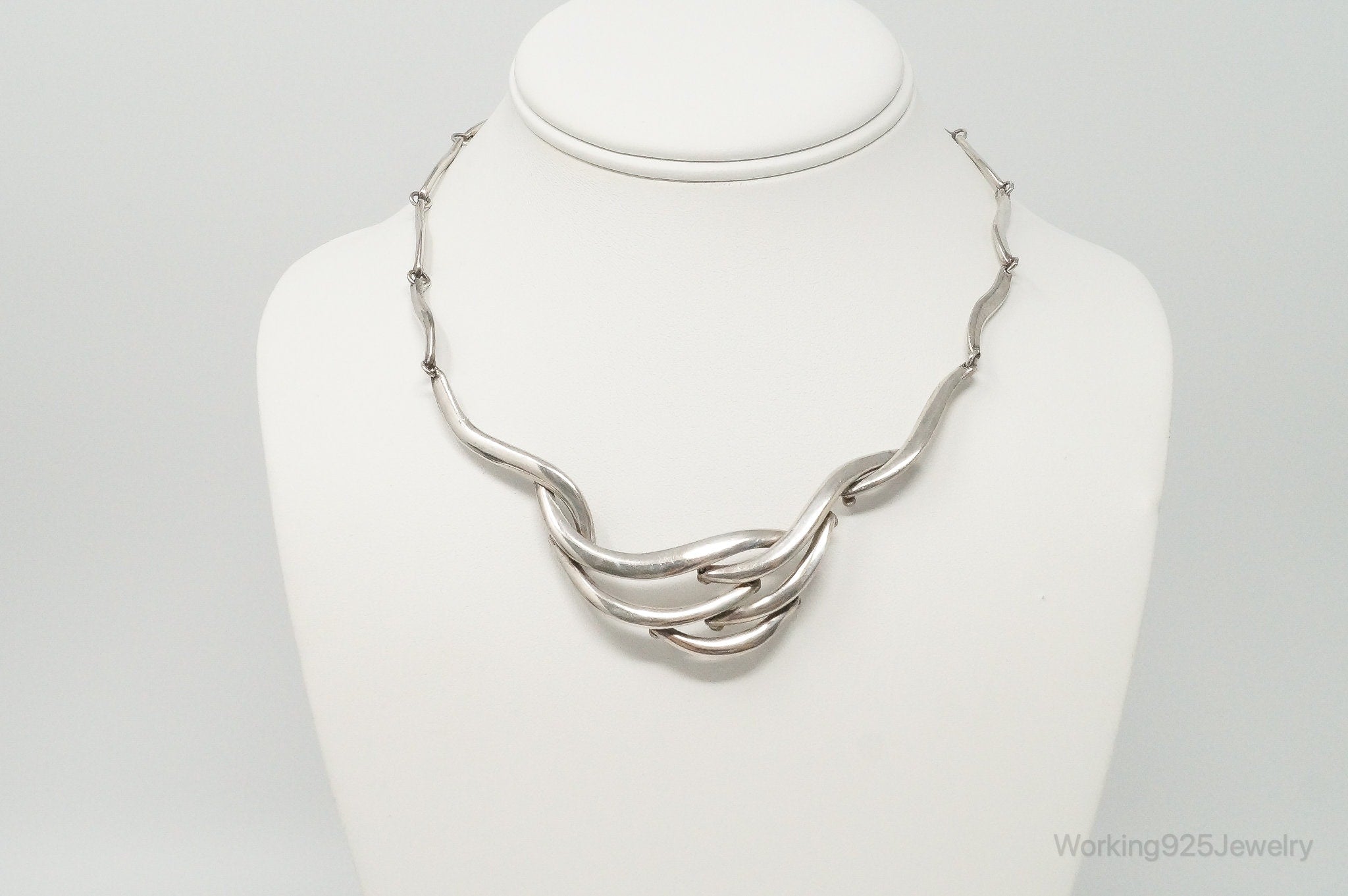 Vintage Mexico Modernist Jondell Sterling Silver Necklace