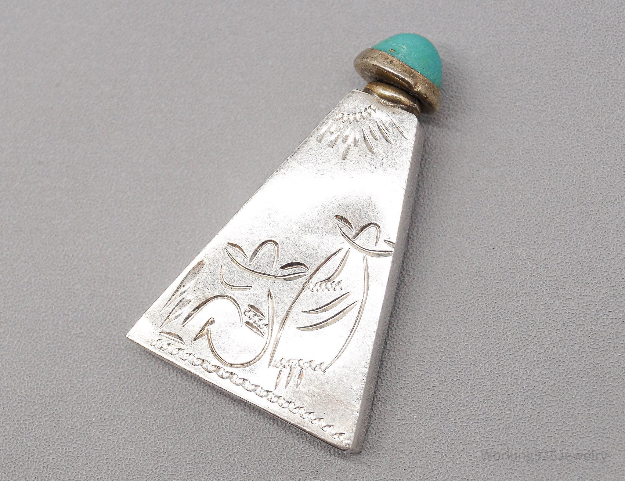 Vintage RAG Mexico Turquoise Topped Sterling Silver Perfume Bottle