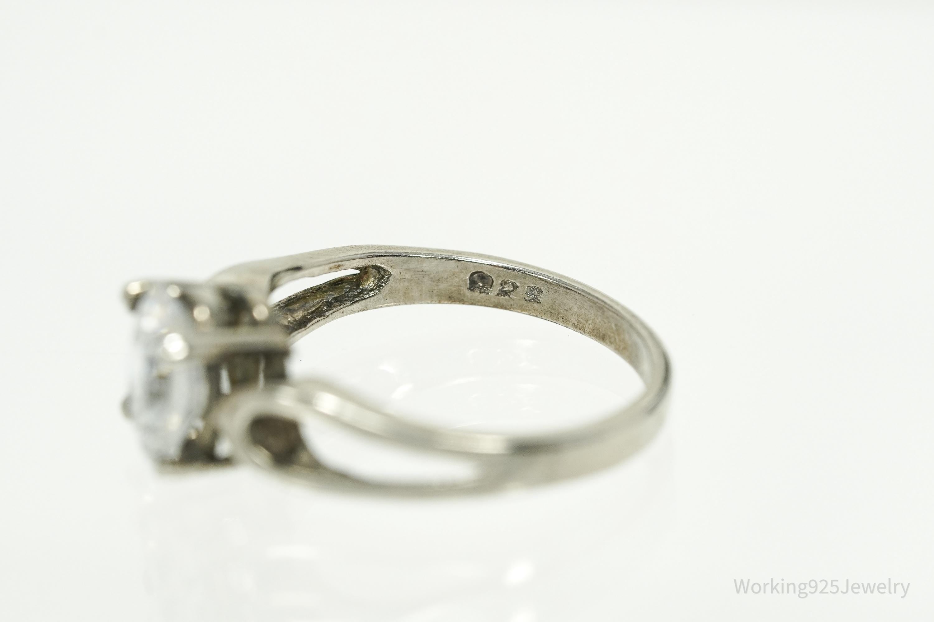 Vintage Cubic Zirconia Sterling Silver Ring - Size 5.75