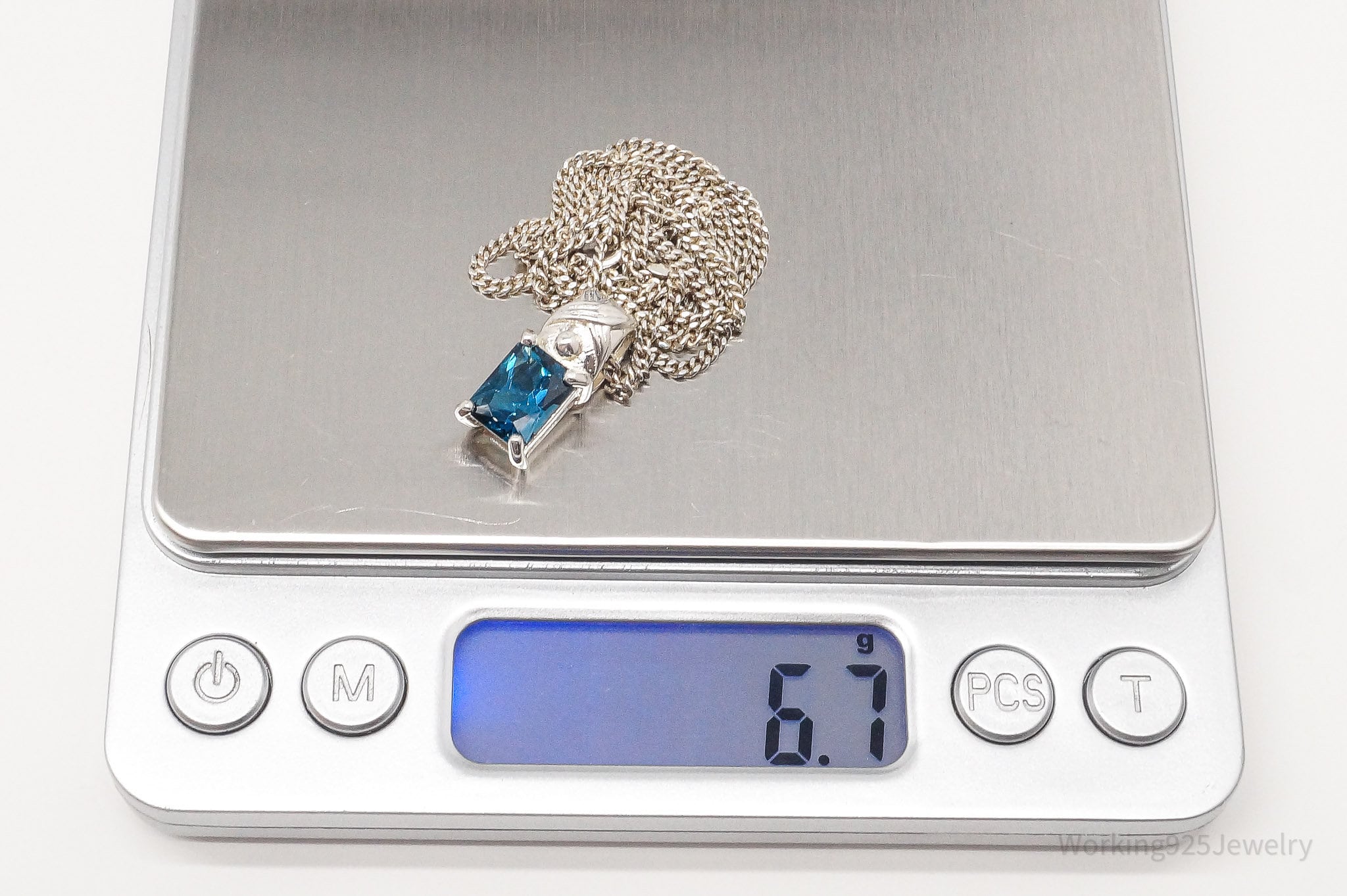 Vintage London Blue Topaz Sterling Silver Necklace 18"