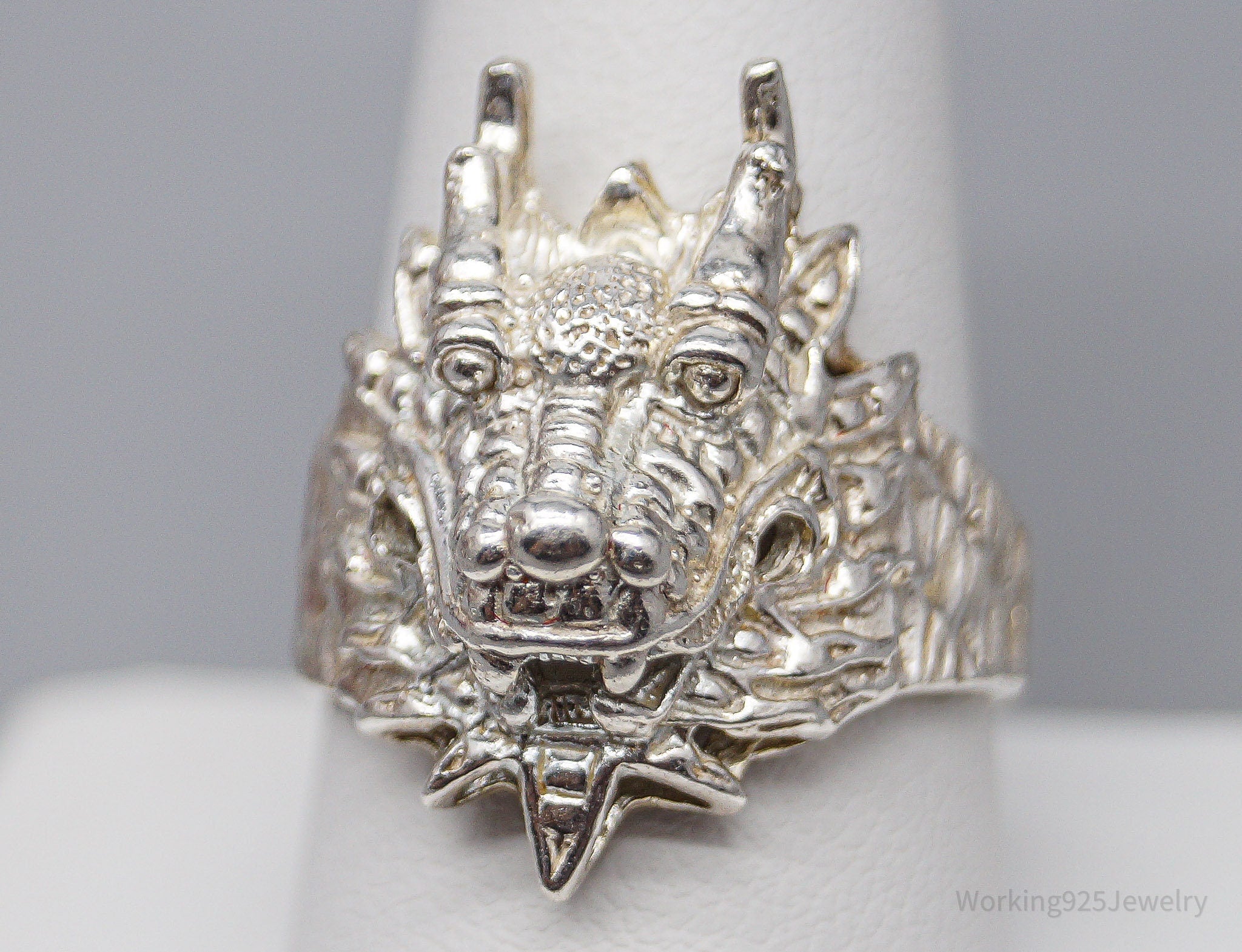 Vintage Dragon Head 999 Silver Ring - Size 10