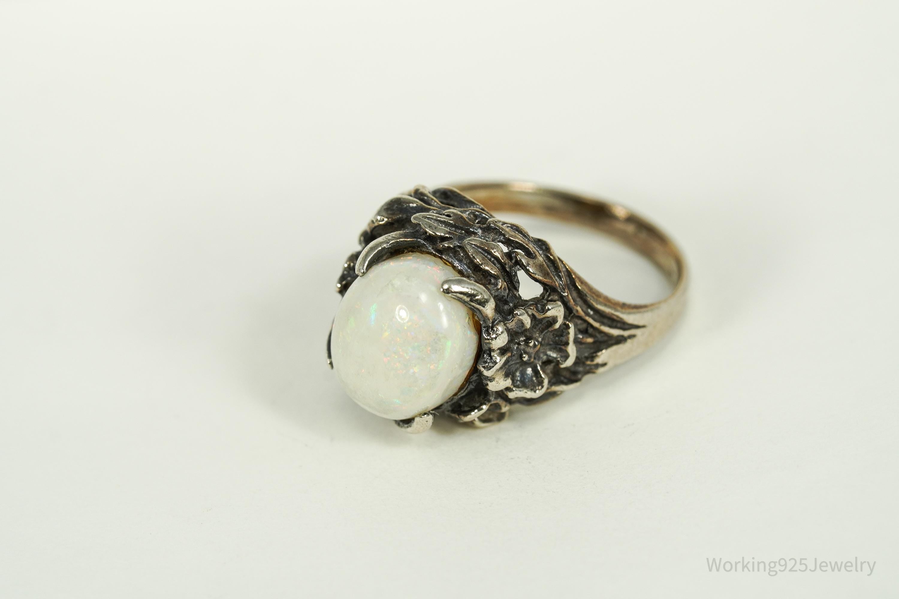 Vintage Opal Sterling Silver Ring - Size 6.25