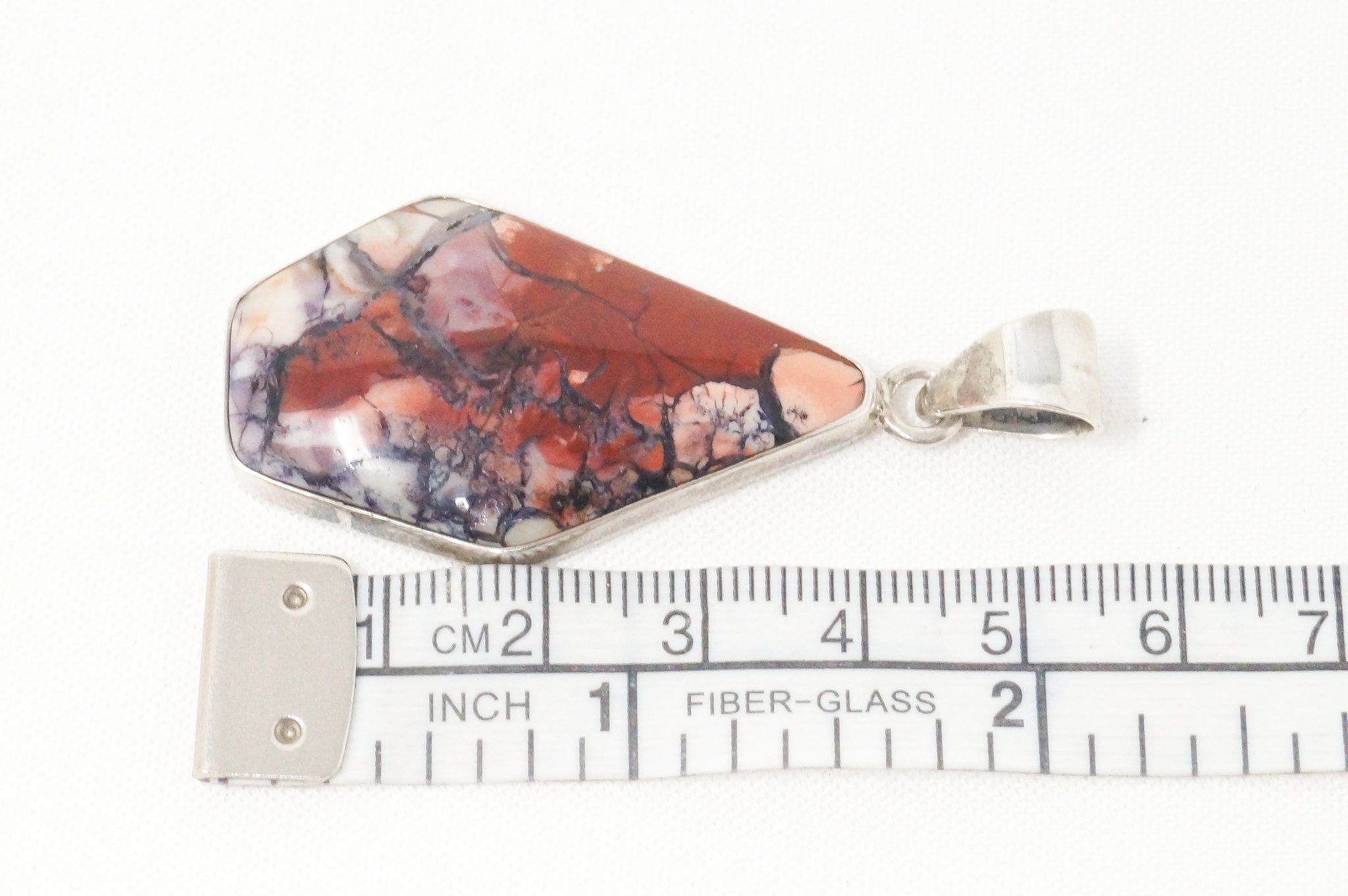 Outlets Vintage Native Brecciated Jasper Sterling Silver Necklace Pendant