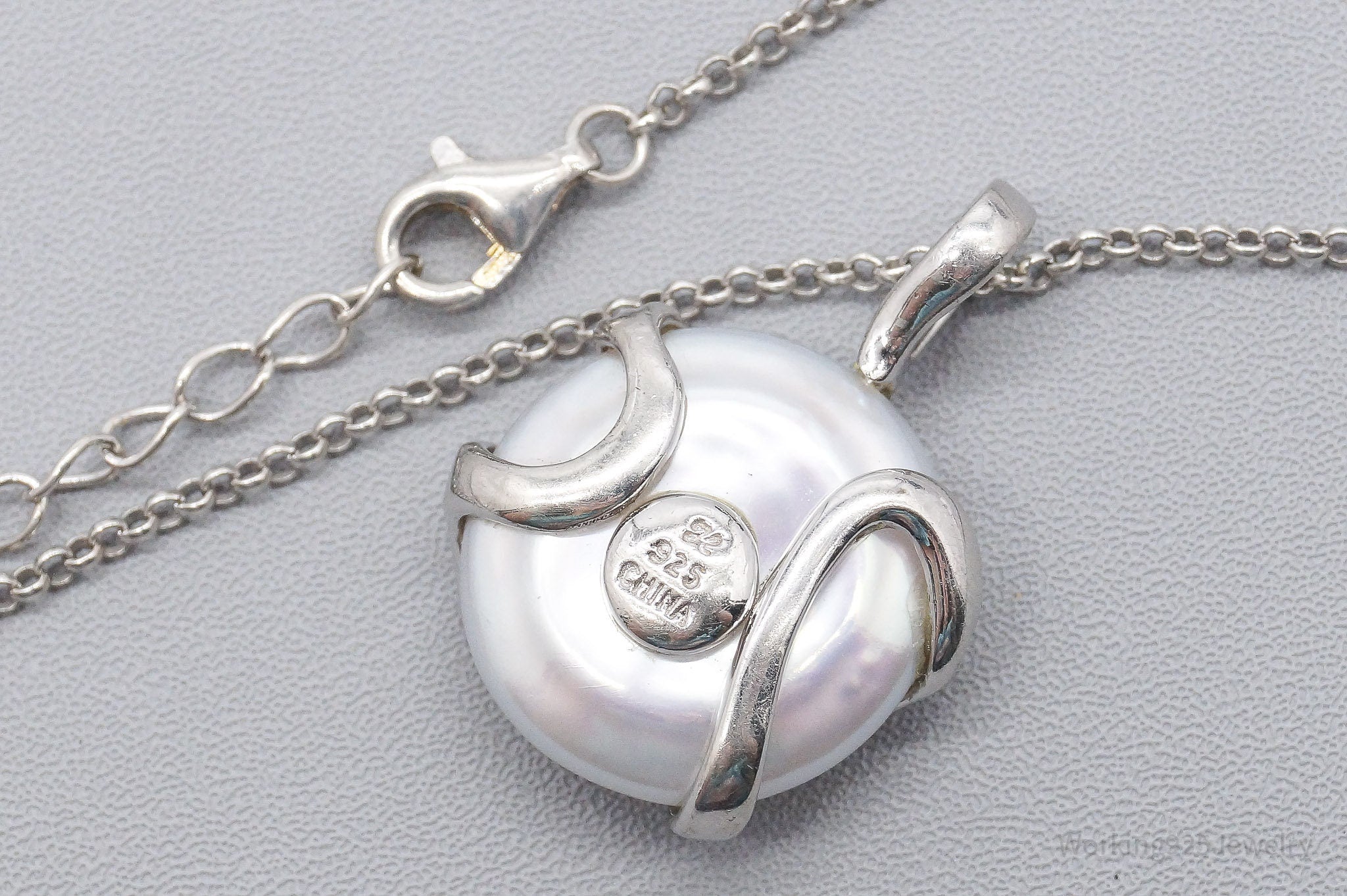 Vintage Honora Cultured Pearl Coin Vine Sterling Silver Necklace - 20"