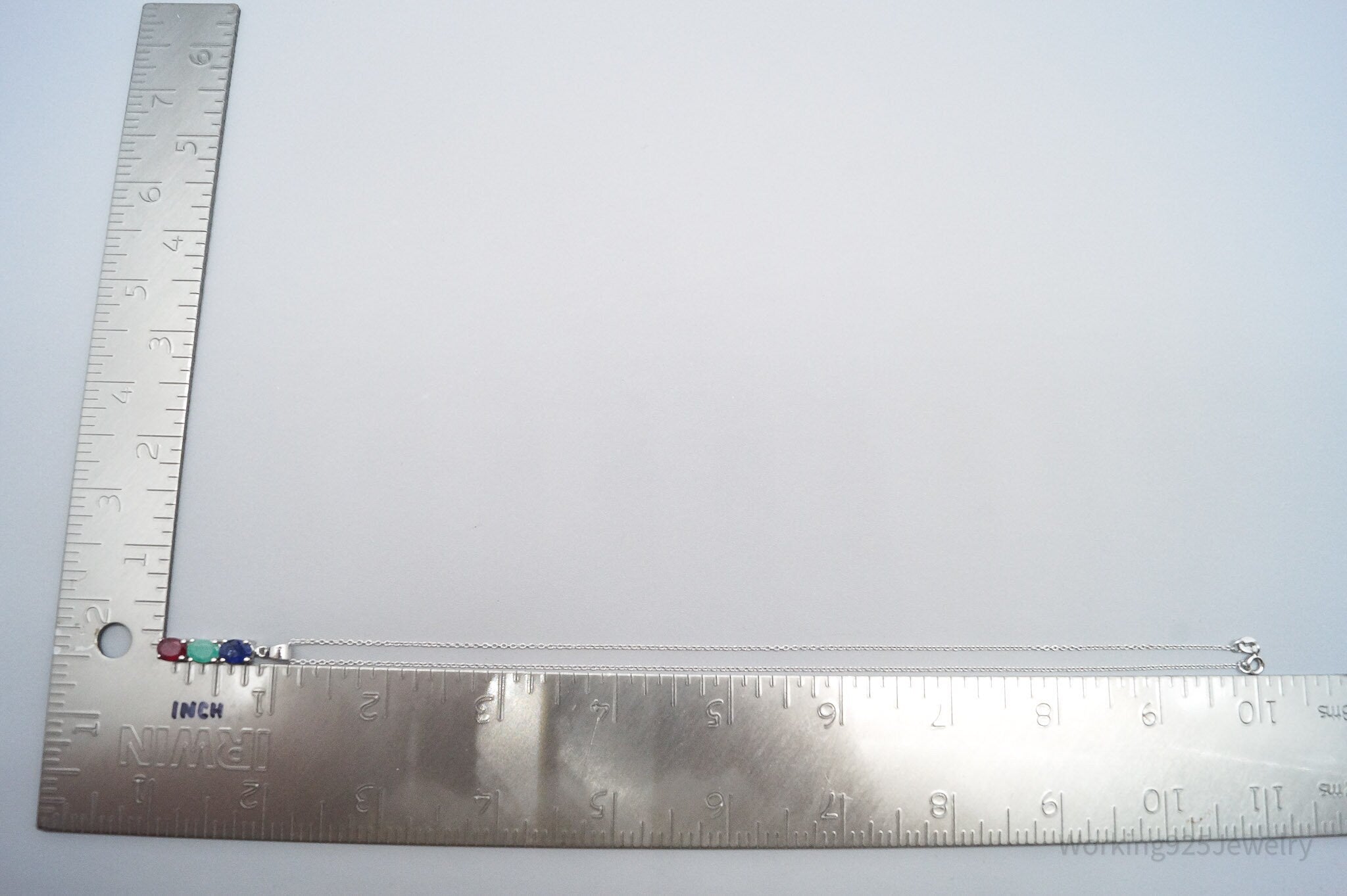 JTV's TGGC Ruby Emerald Sapphire Sterling Silver Necklace 18"